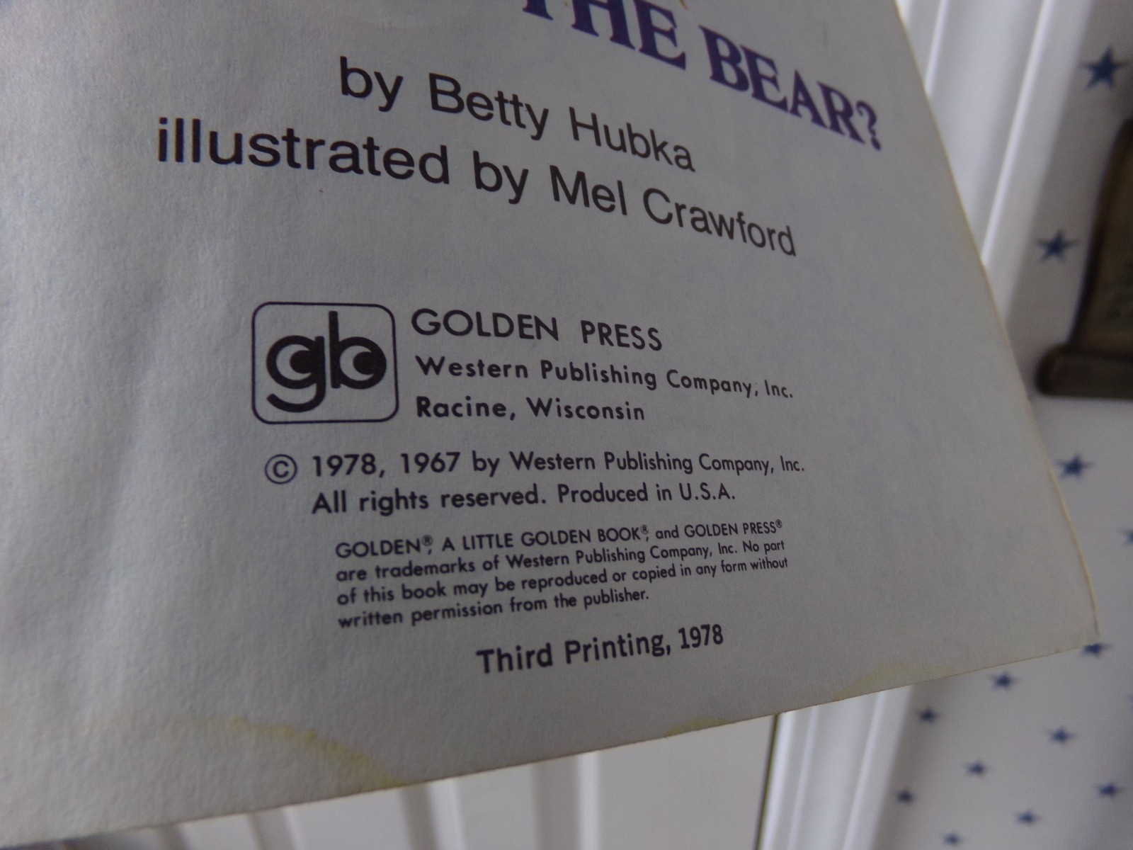 Where is the Bear? Betty Hubka Crawford Vtg A Little Golden Book 1978 1967 568