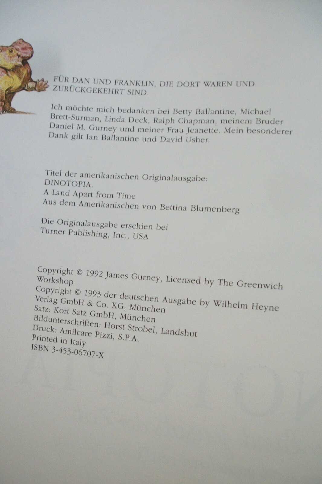 Dinotopia by James Gurney – GERMAN LANGUAGE Edition – 1993 – Hardcover w/DJ