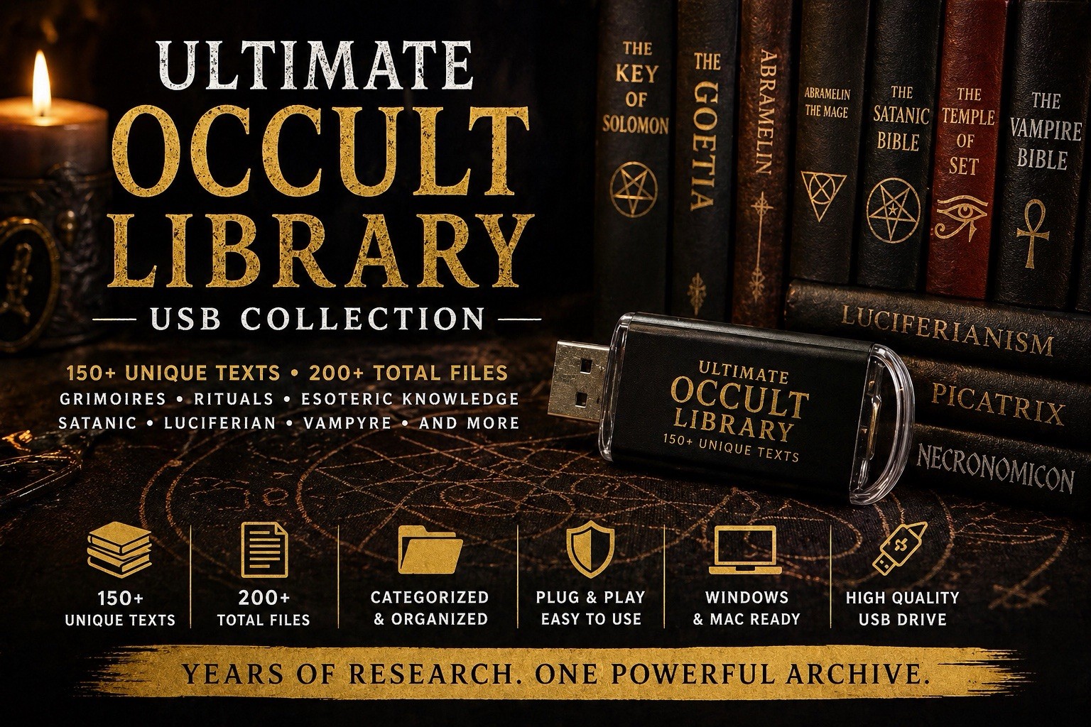 Ultimate Occult Library USB Drive – Grimoires & Esoteric Archive – 200+ Books
