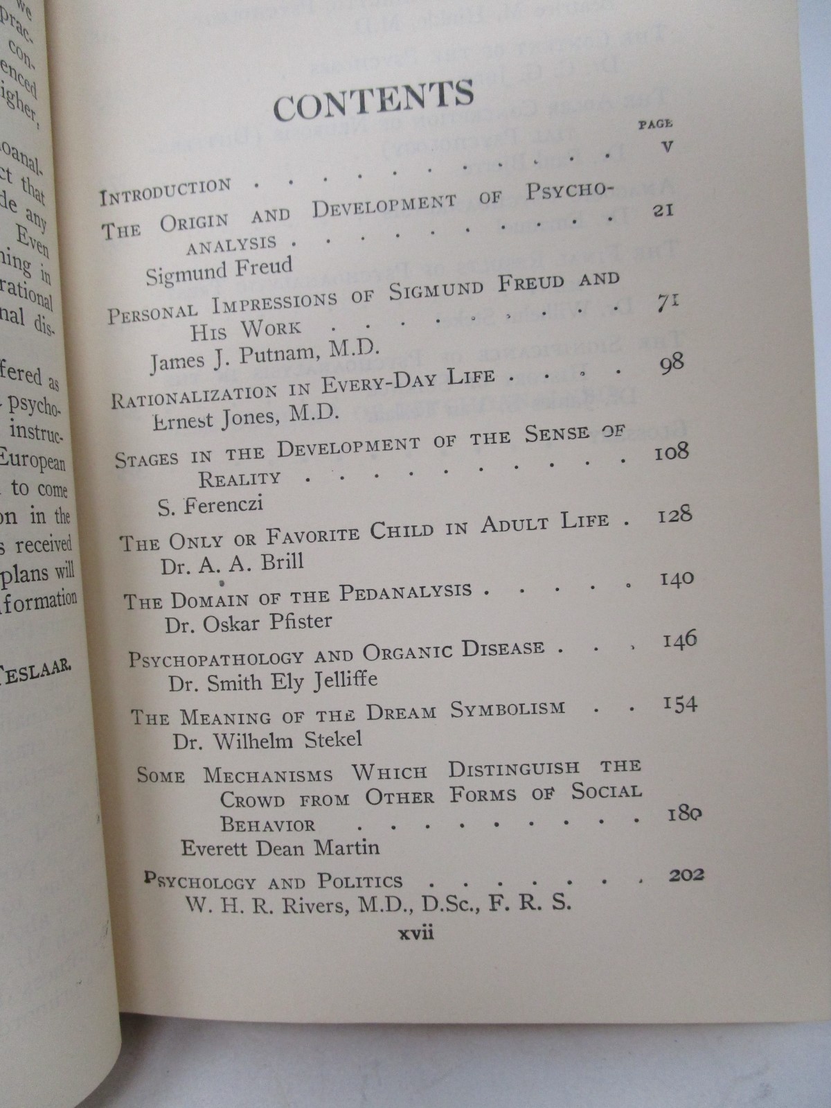 An Outline of Psychoanalysis edited by J. S. Van Teslaar 1925