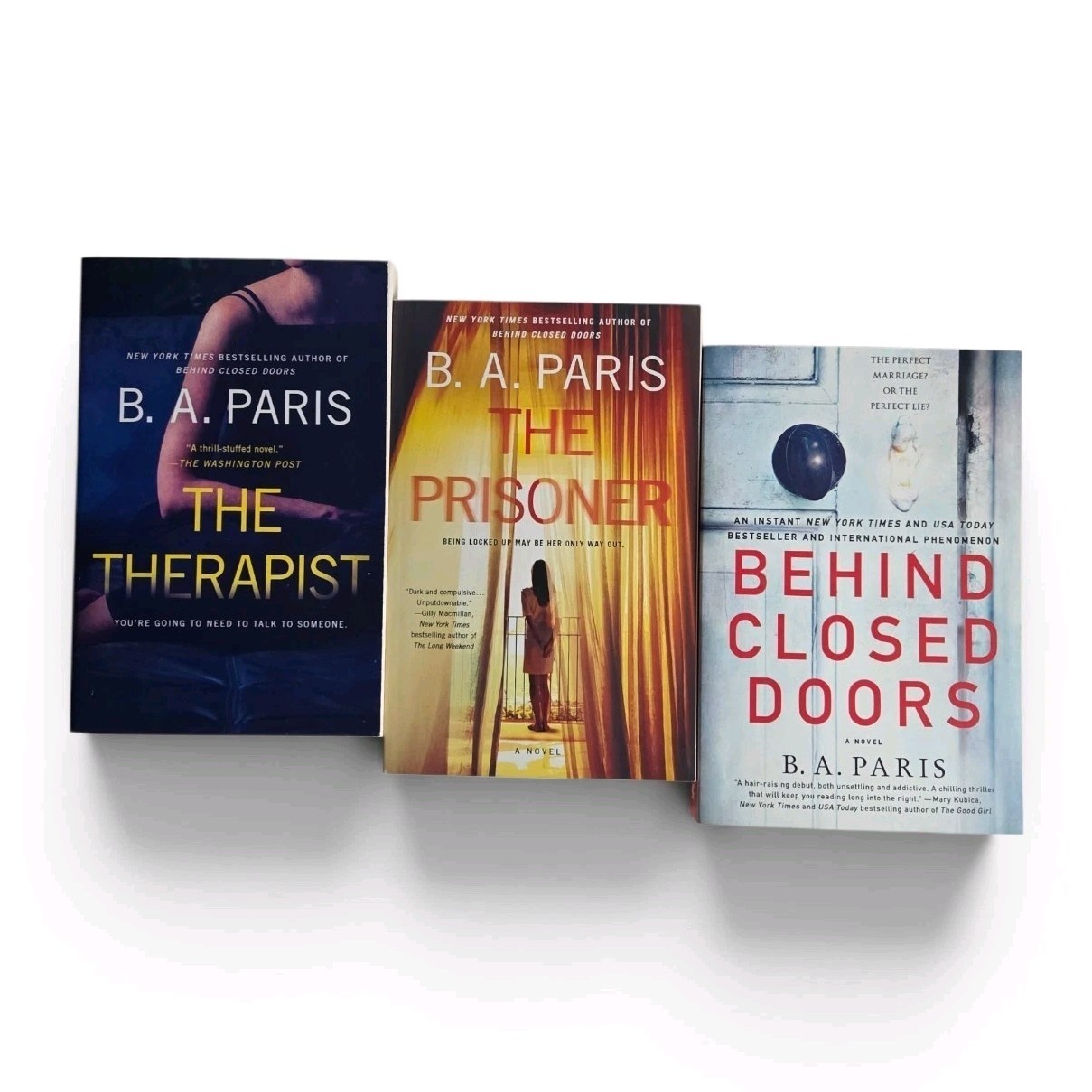 B.A. Paris 3 Book Lot Behind Closed Doors The Therapist The Prisoner PB VG