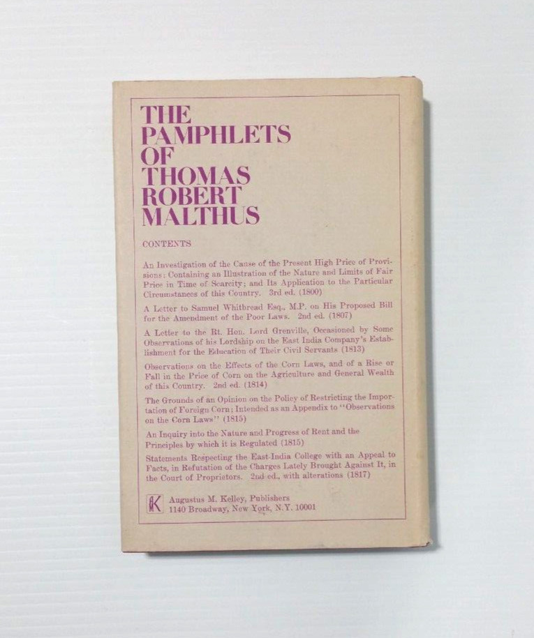 The Pamphlets of Thomas Robert Malthus – Reprint – 1970