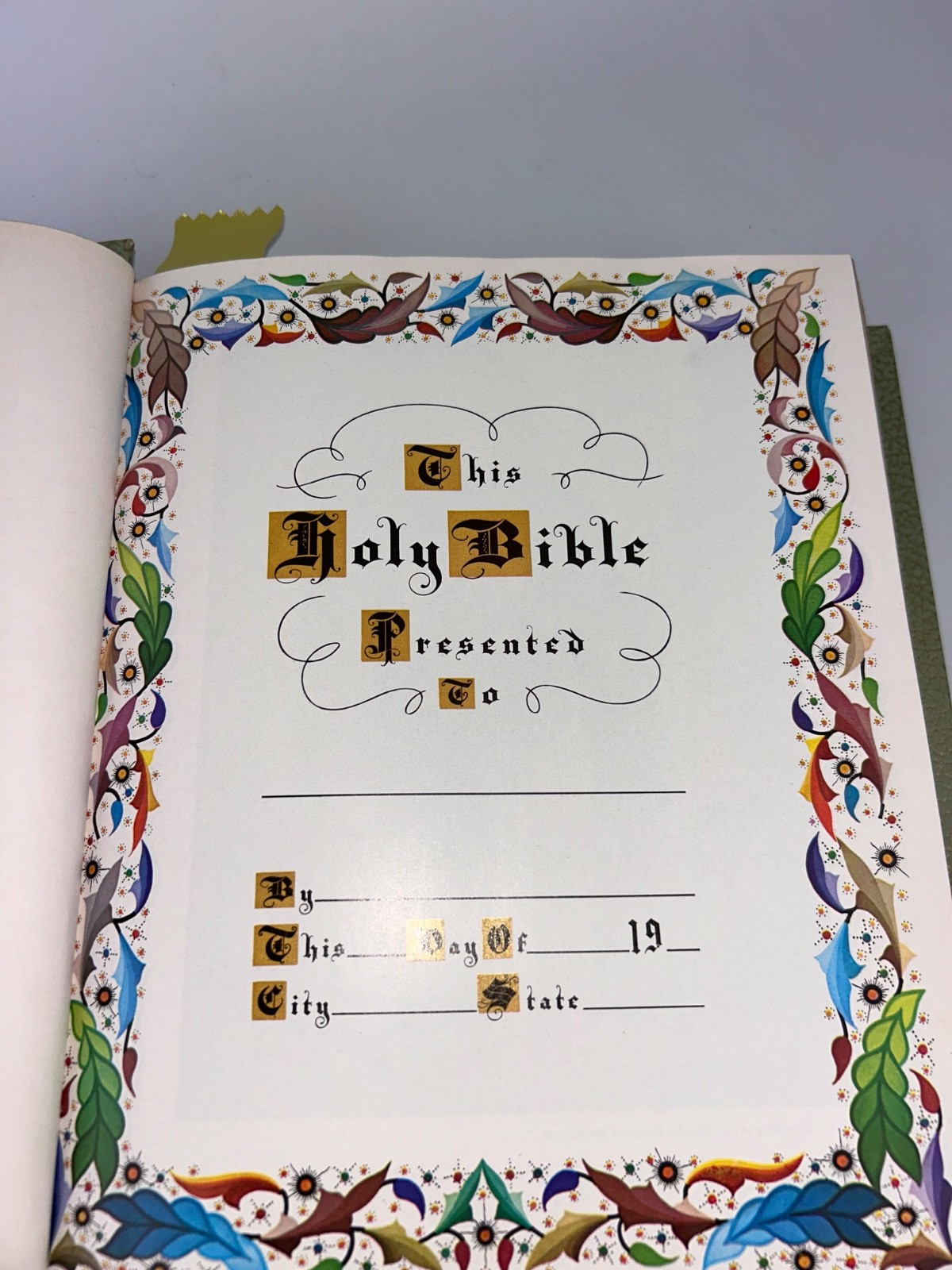 Catholic Holy Bible Heirloom Edition, Green Leather 12″X9″ Gold Edge KJV 1971