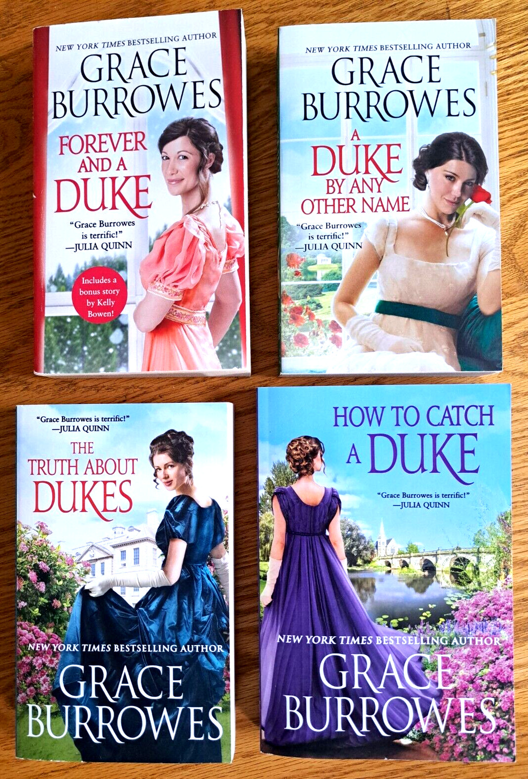 Grace Burrowes, 4 books of the Rogues to Riches series, 3 mm paperback, VG
