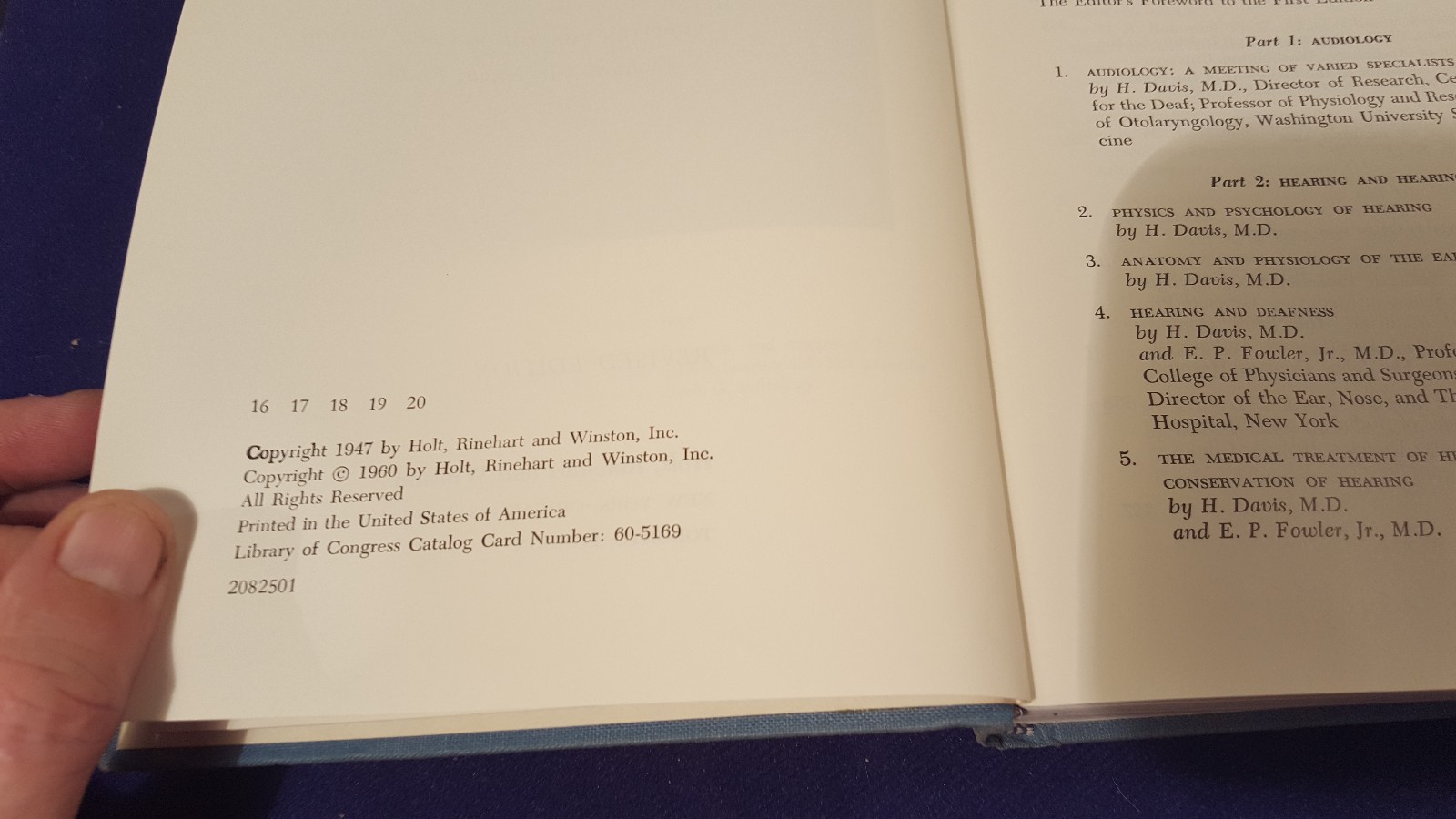 1960 HEARING & DEAFNESS Hardcover Book Textbook