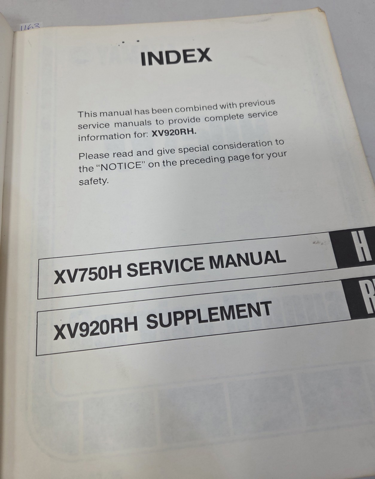 Genuine Yamaha XV750 H, XV920 RH Service Manual Shop Repair Book OEM XV 750 920