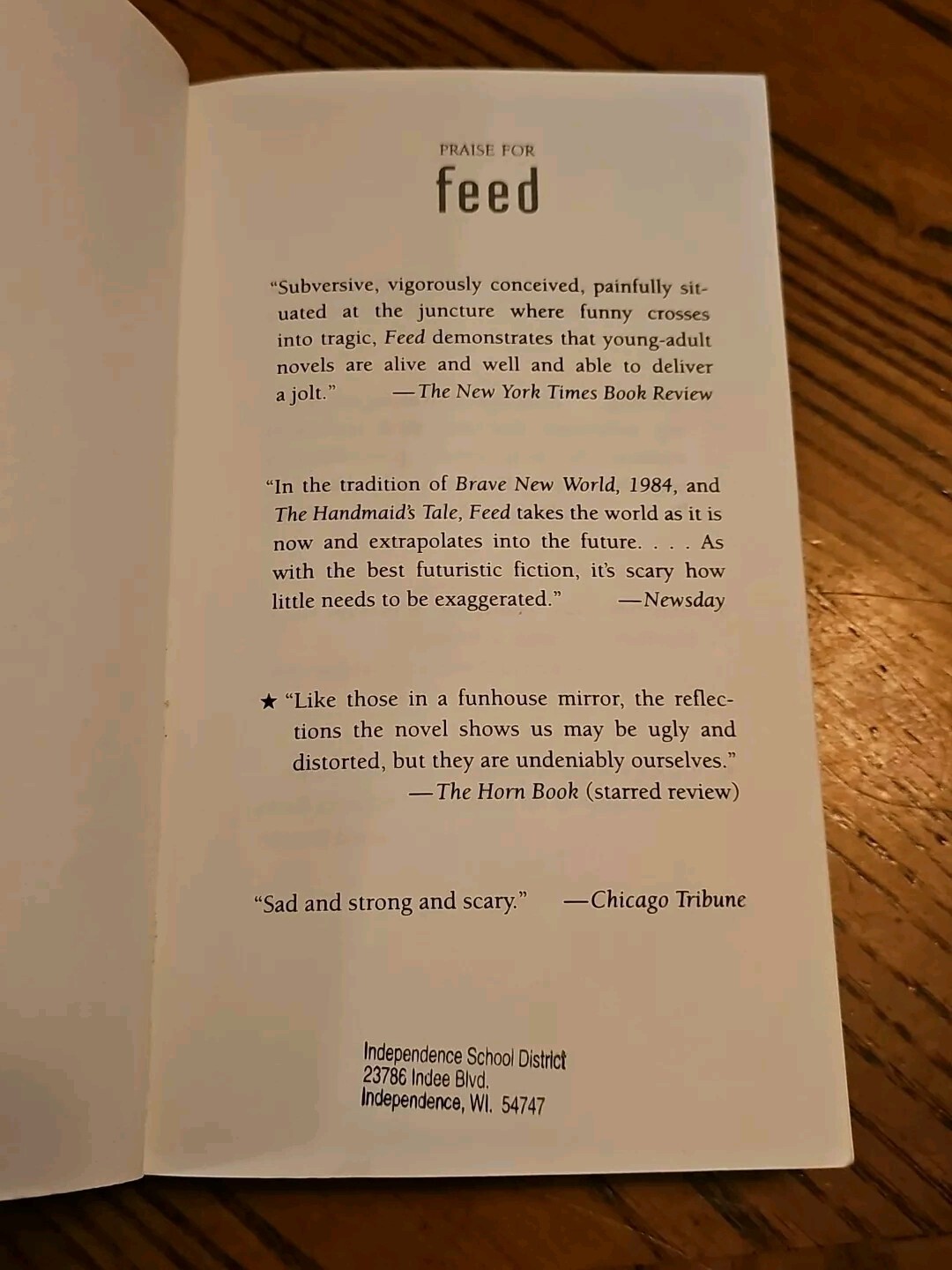Feed – Paperback Book By Anderson, M.T. Winner Of LA Times Book Prize