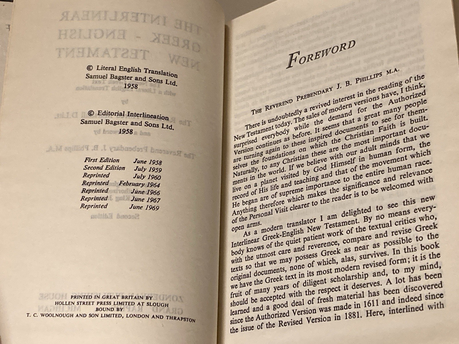 Interlinear Greek-English New Testament; 2nd Zondervan Edition, 1969, VG+
