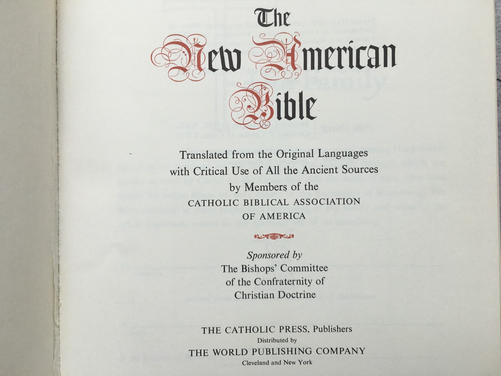 Holy Bible New American Bible NAB Catholic Press World 1971 First Edition