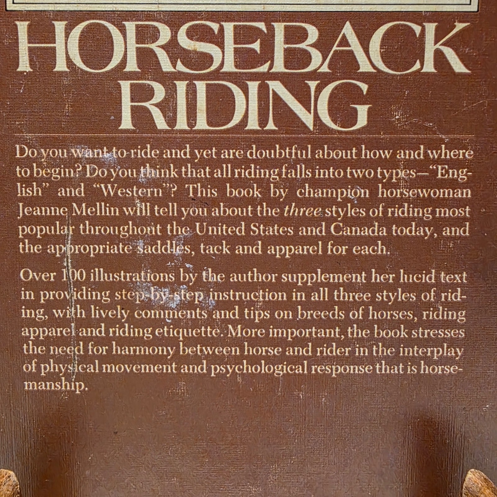 Vintage Horseback Riding Book by Jeanne Mellin 1970 HC Brown 9.25×7.25 Complete