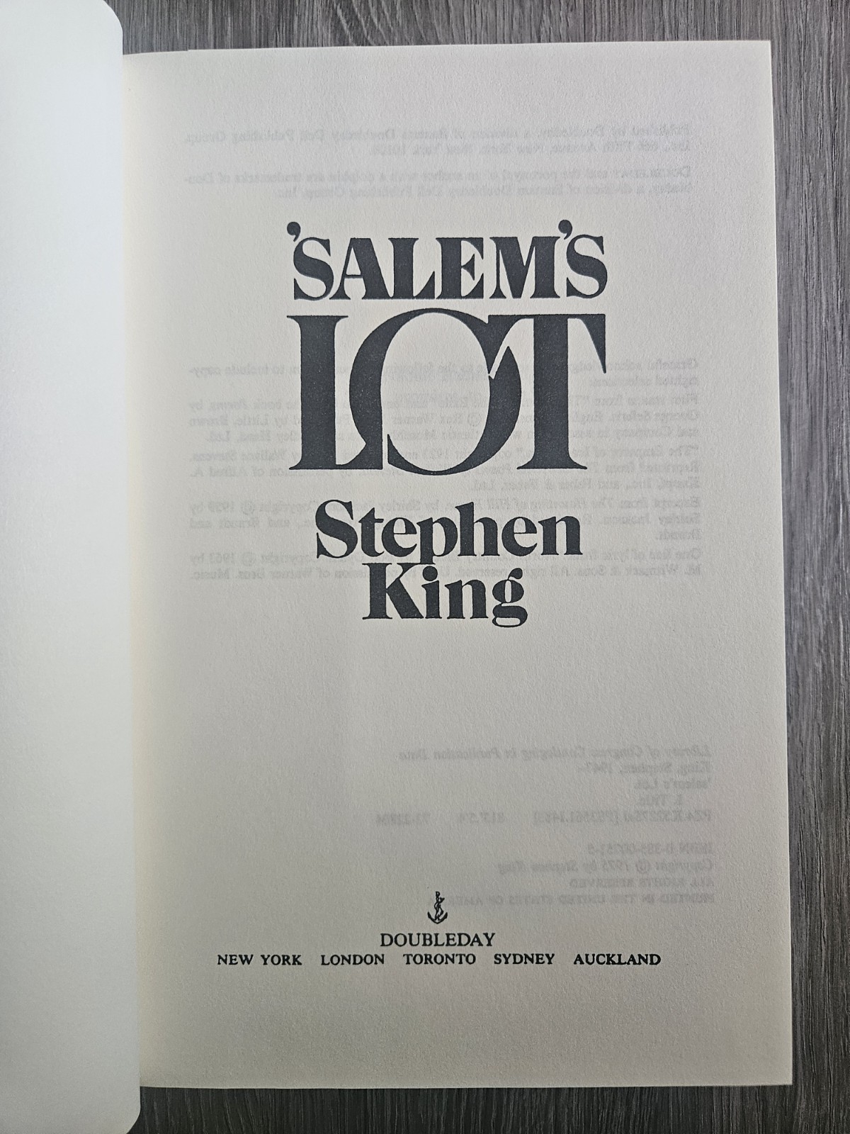Stephen King Salem’s Lot 1975 Hardcover Doubleday Dust Jacket