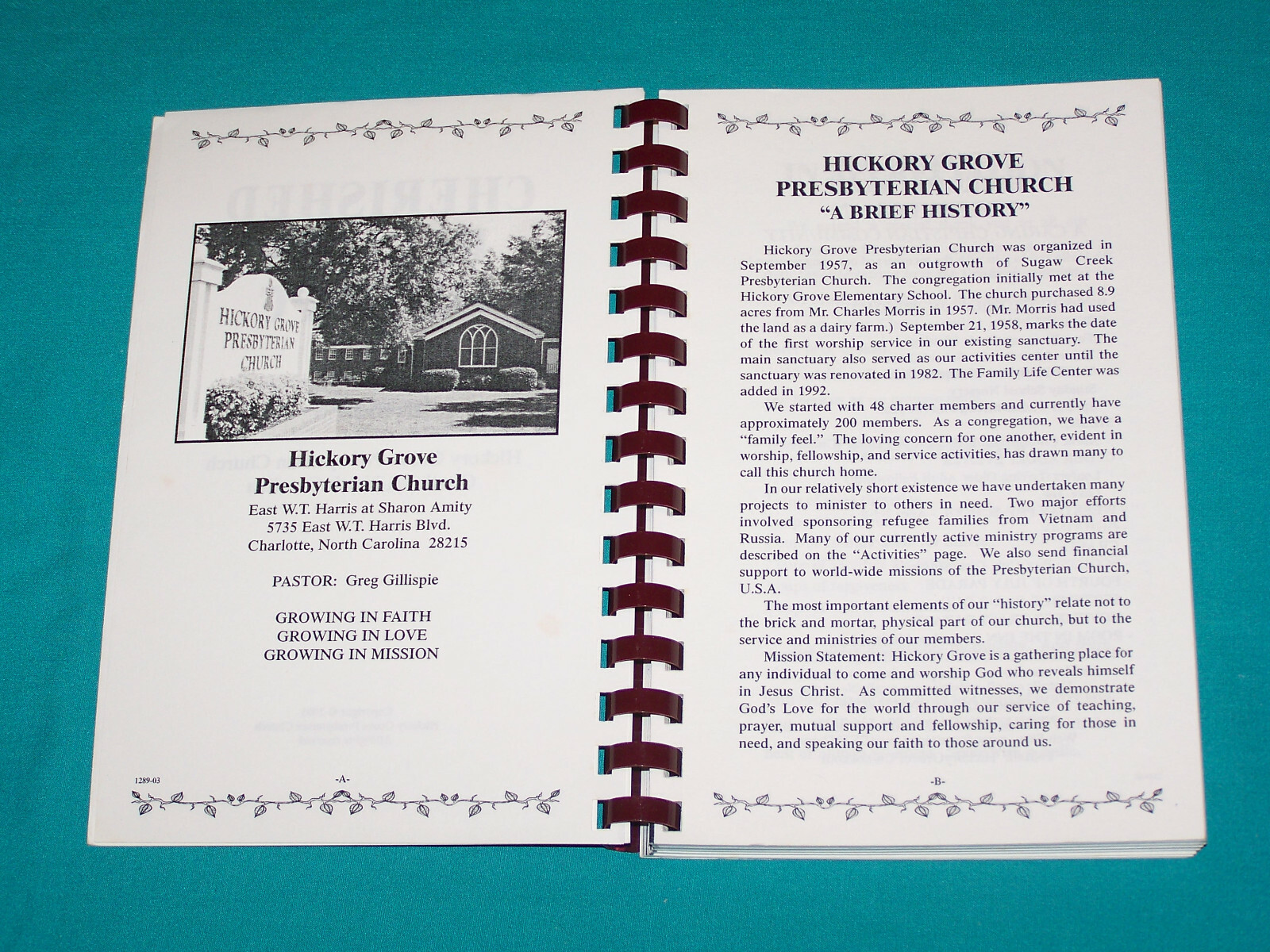 HICKORY GROVE PRESBYTERIAN CHURCH COOKBOOK Charlotte NC 2003 CHERISHED RECIPES