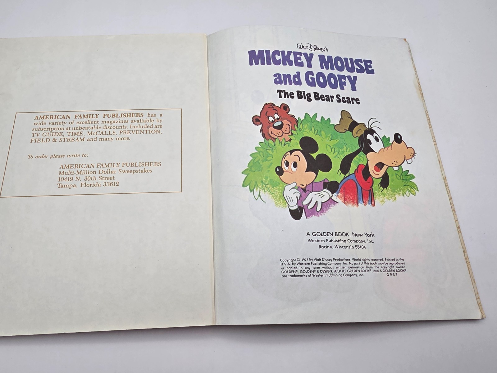 Disney’s Mickey Mouse and Goofy The Big Bear Scare A Little Golden Book (1978)
