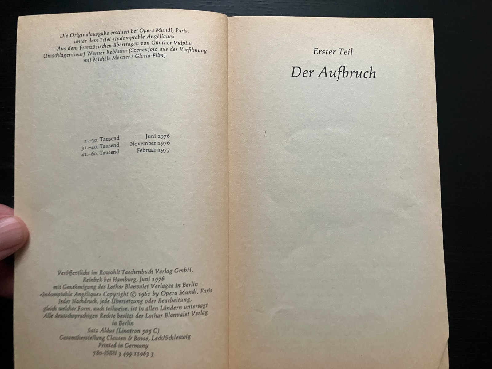 Angelique Series By Anne Golon Lot of 6 Softcover German 1970’s rororo