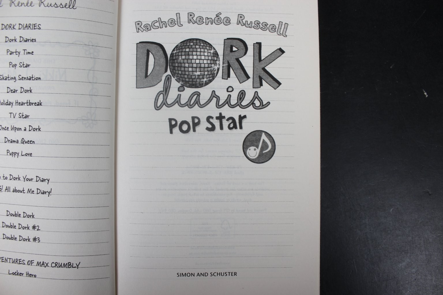 Dork Diaries Pop Star #3 Rachel Renee Russell 2014 Children’s Fiction Kids ~VG