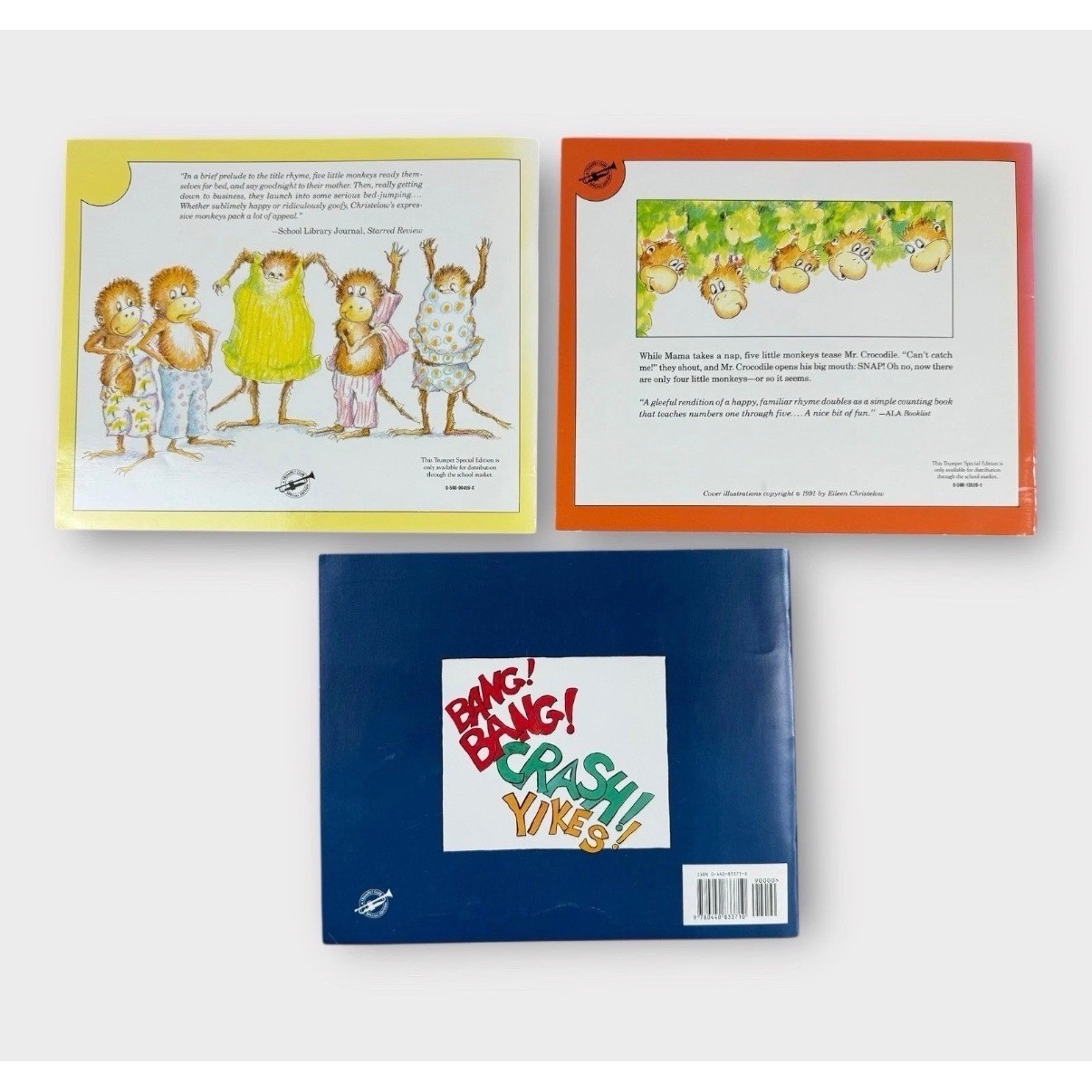 Five Little Monkeys Book & Cassette Set Eileen Christelow Trumpet Club Vintage