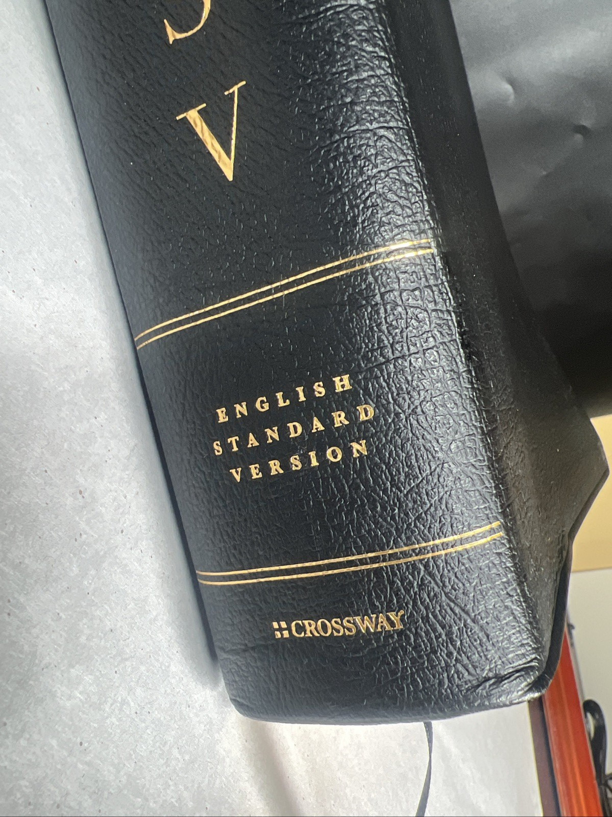 ESV Study Bible Large Print Genuine Black Leather Crossway Gilt Edges