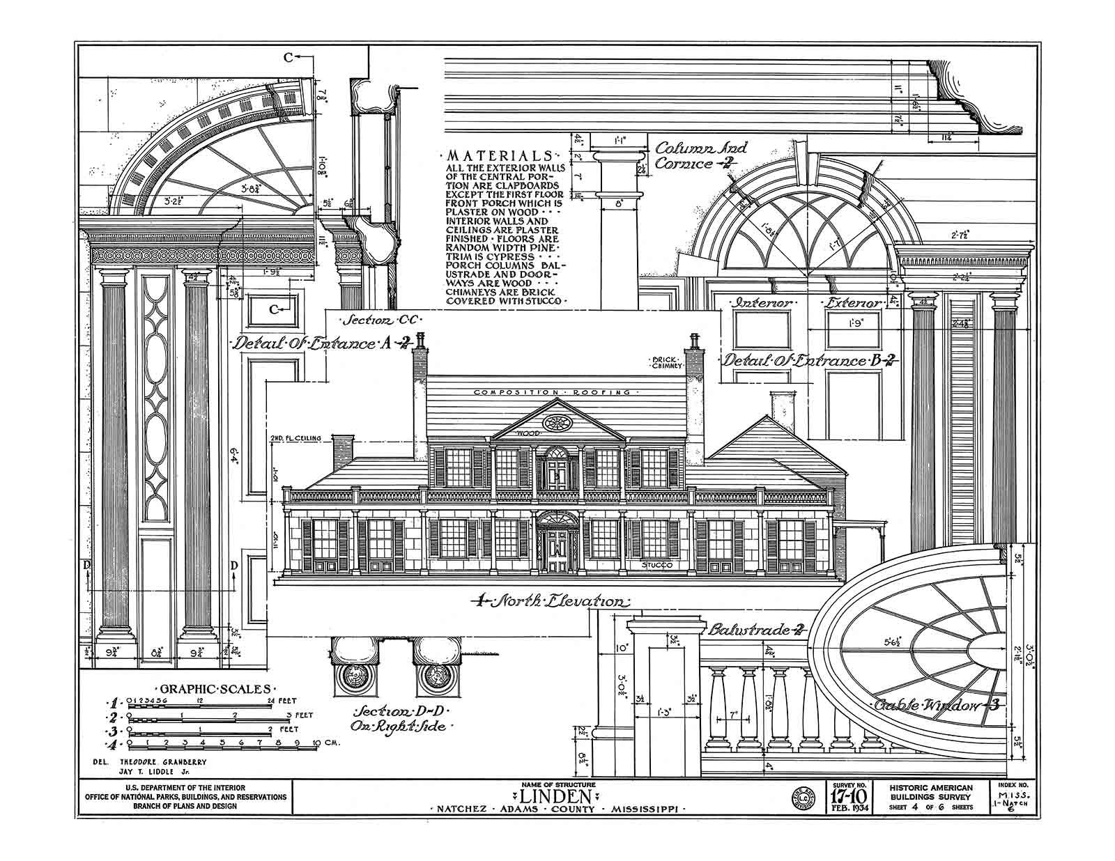 Historic House Plan Drawings of Natchez, Mississippi