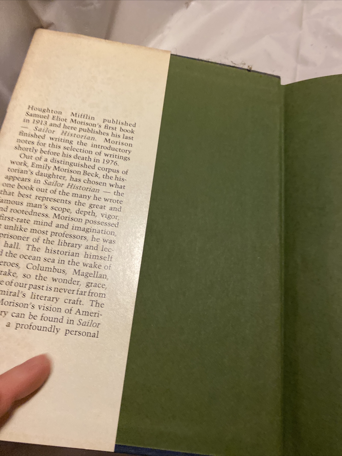 Sailor Historian : Best of Samuel Eliot Morison – Emily M. Beck (1977, HC, DJ)