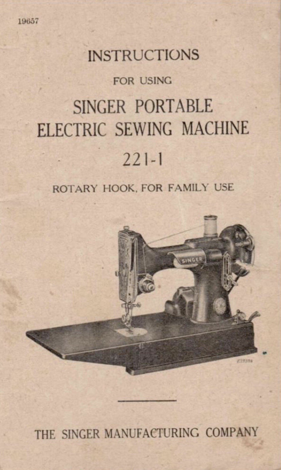 SINGER 221-1 Featherweight Sewing Machine User Manual Bound W Protective Cover