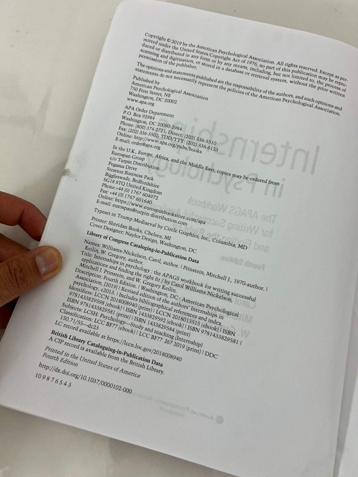 Internships in Psychology | Fourth Edition | LIGHT WATER DAMAGE