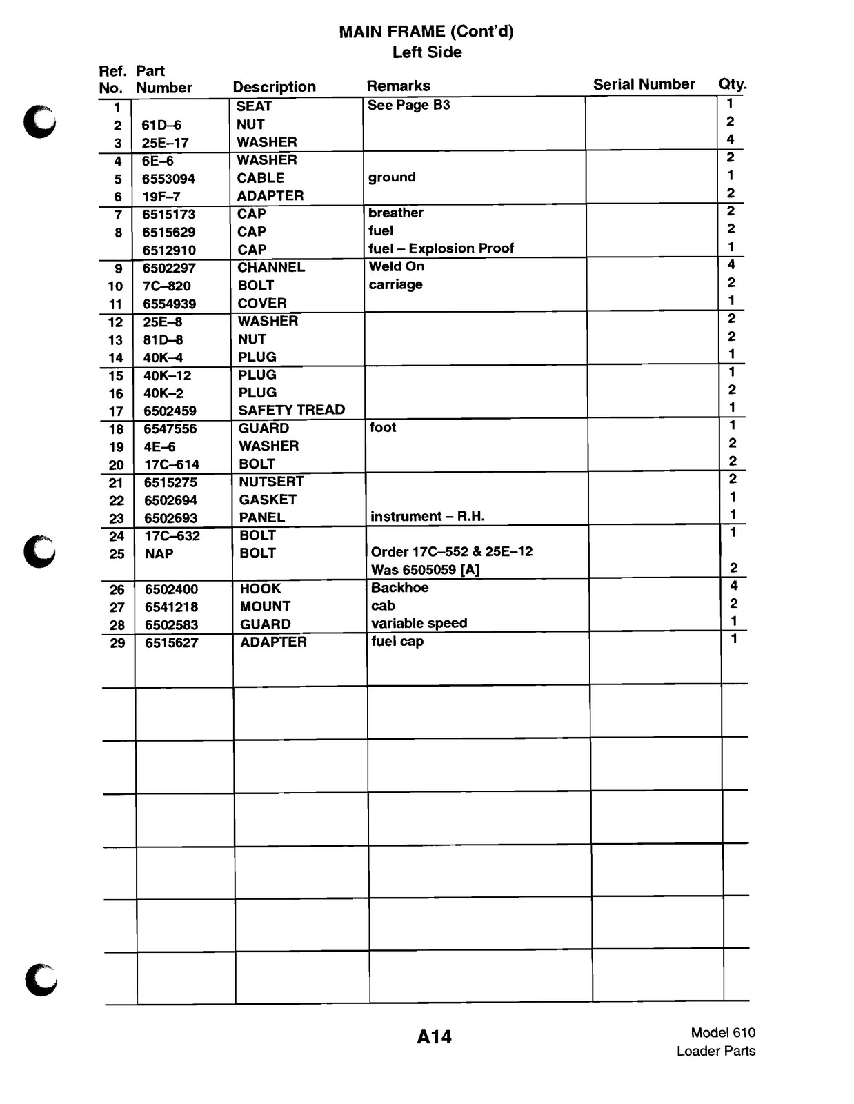 BOBCAT 610 Parts Manual 1999 – STEEL WIRE BOUND – PROTECTIVE COVERS