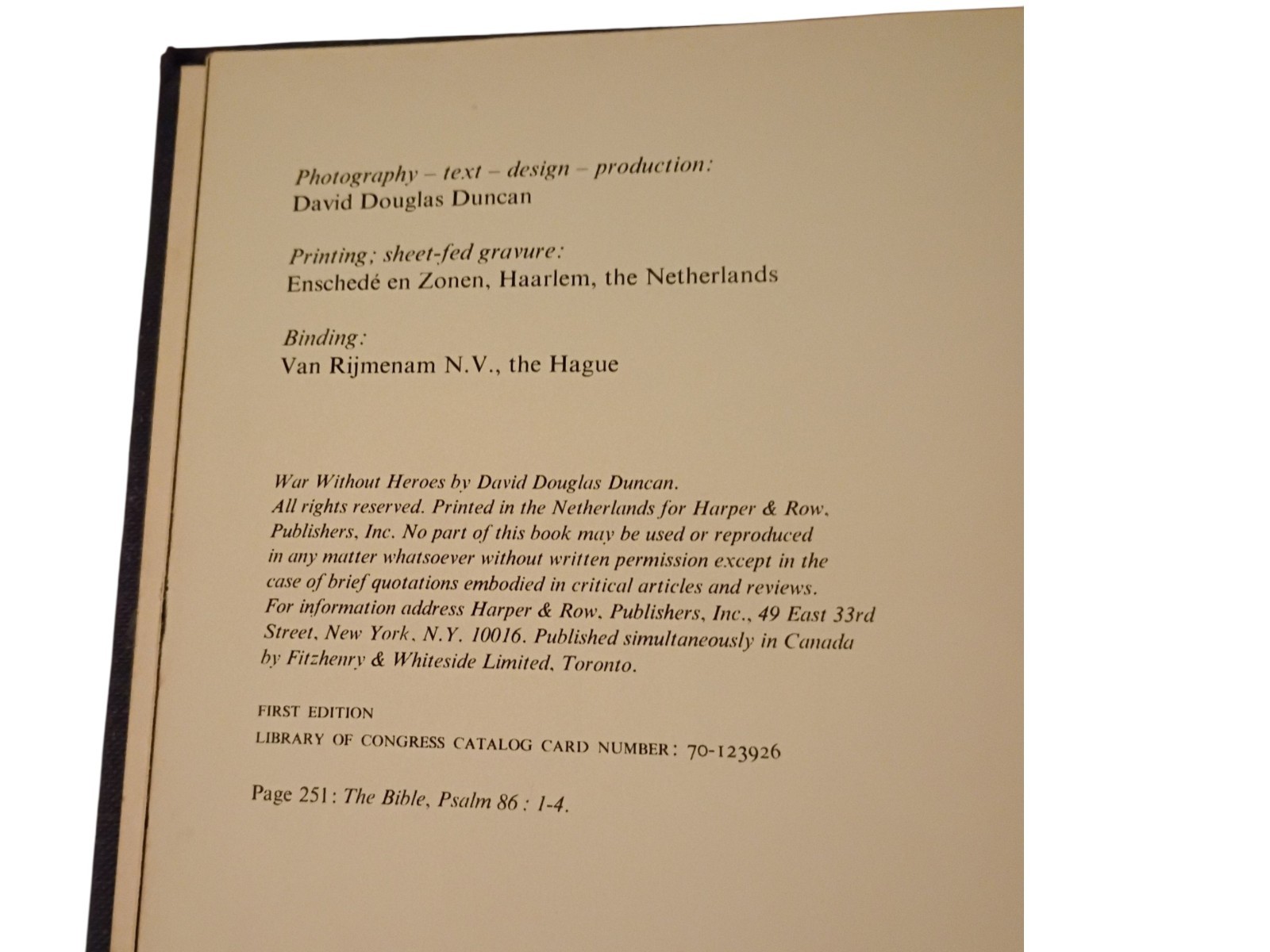 David Douglas Duncan War Without Heroes Signed 1st Ed 1970 Hardcover Illustrated