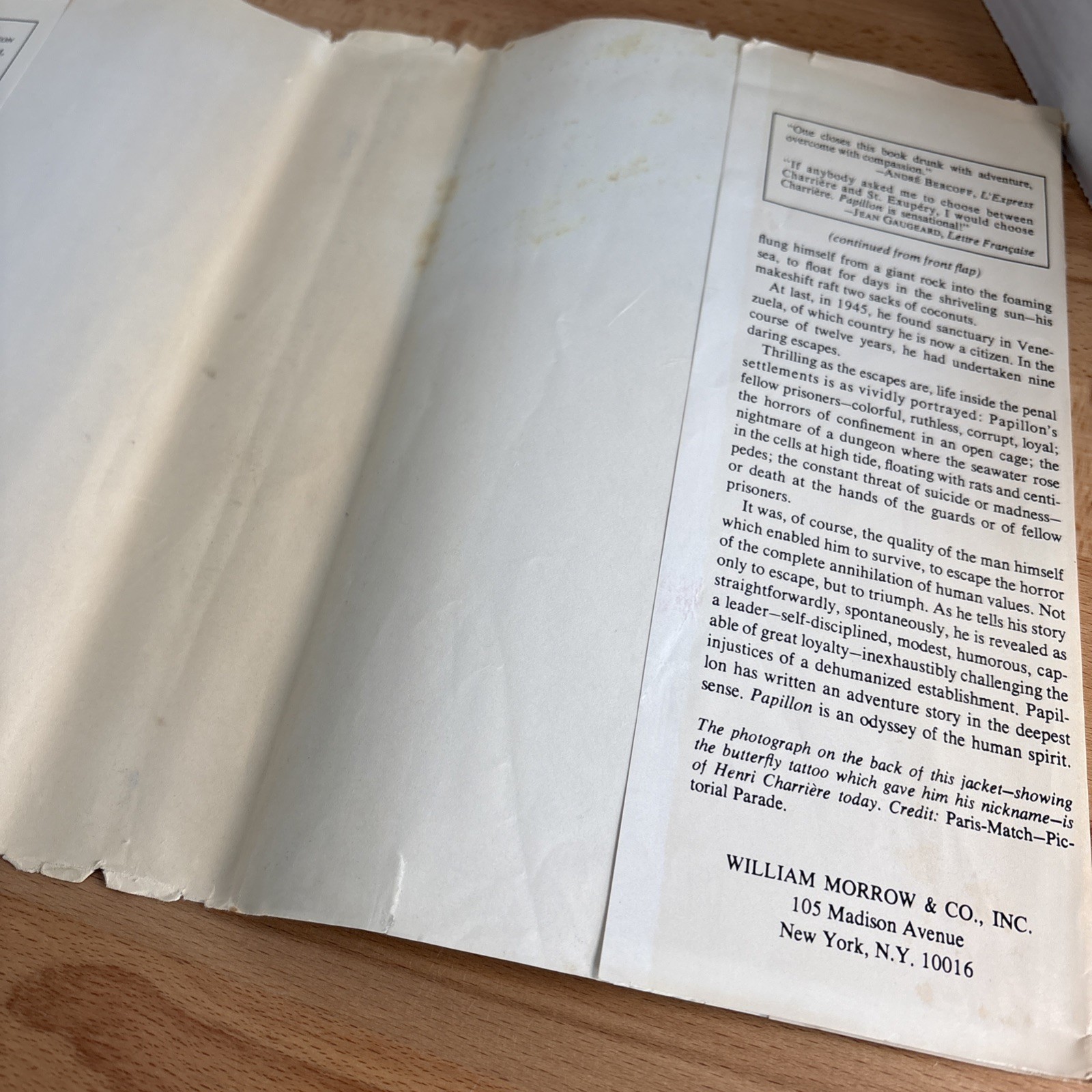 Papillon by Henri Charriere Hardcover 1970 Dust Jacket 434 Pages