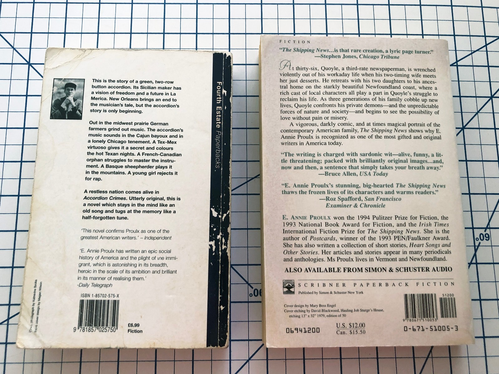 Lot of 2 by E. Annie Proulx: Accordion Crims, The Shipping News – Paperback