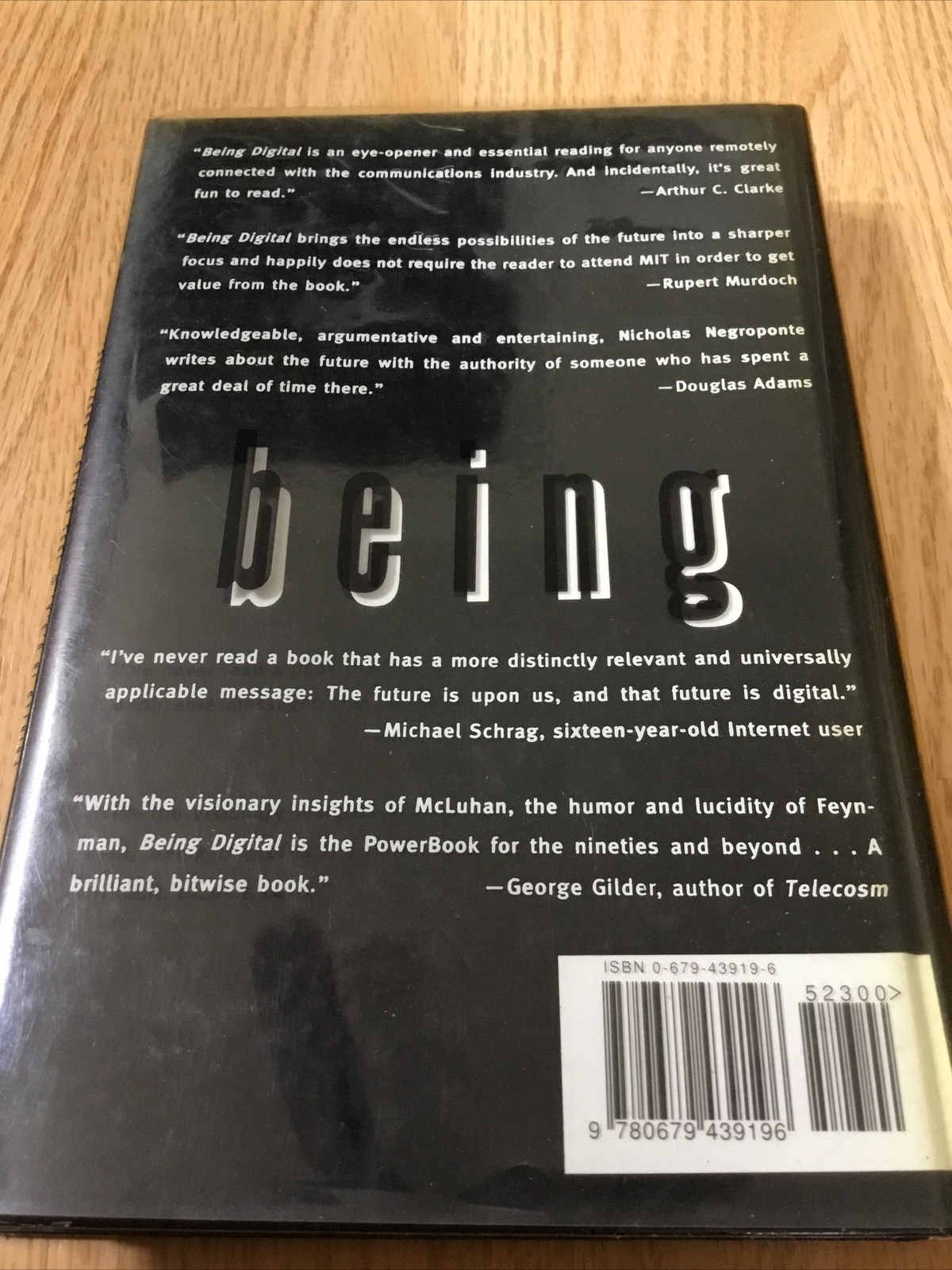 Being Digital by Nicholas Negroponte 1995 Hardcover Tough Plastic Sleeve