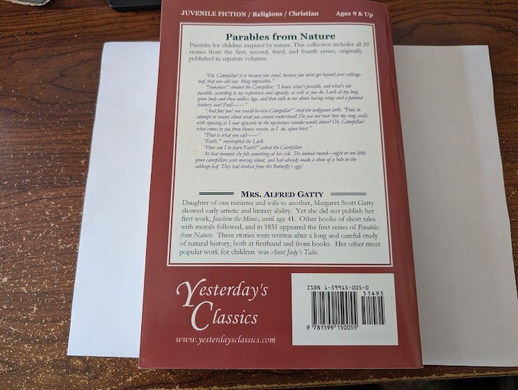 Parables from Nature by Mrs. Alfred Gatty Yesterday’s Classics edition 2006