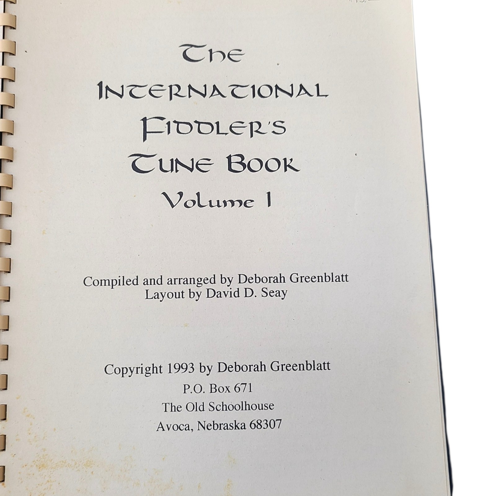 International Fiddler’s Tune Book Deborah Greenblatt Music Fiddle w/ 52 Tunes