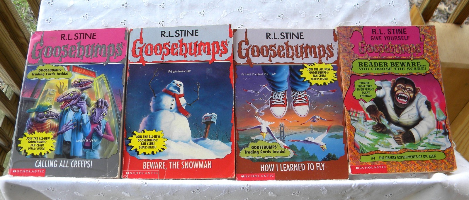 Goosebumps R.L. Stine Lot of 8 PB books Calling All Creeps! Go Eat Worms!