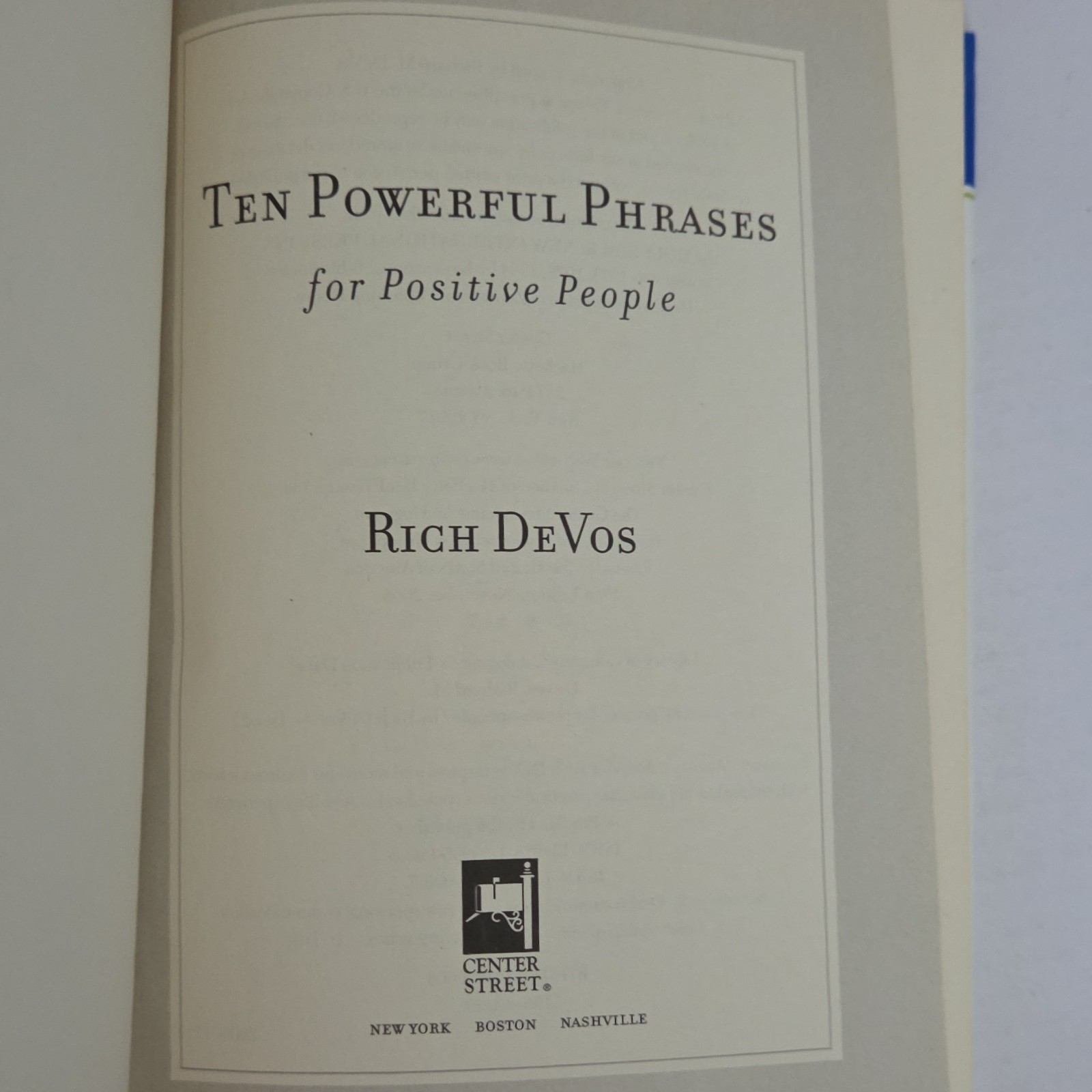Ten Powerful Phrases Rich DeVos Hardcover Center Street Success Communication