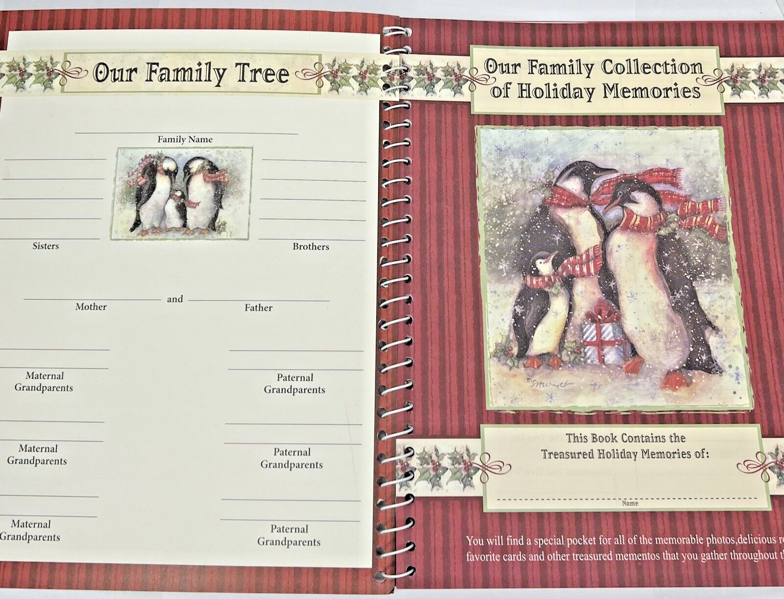 Holiday Memories Christmas Planner Organizer NEW Pockets 7 Years Card List