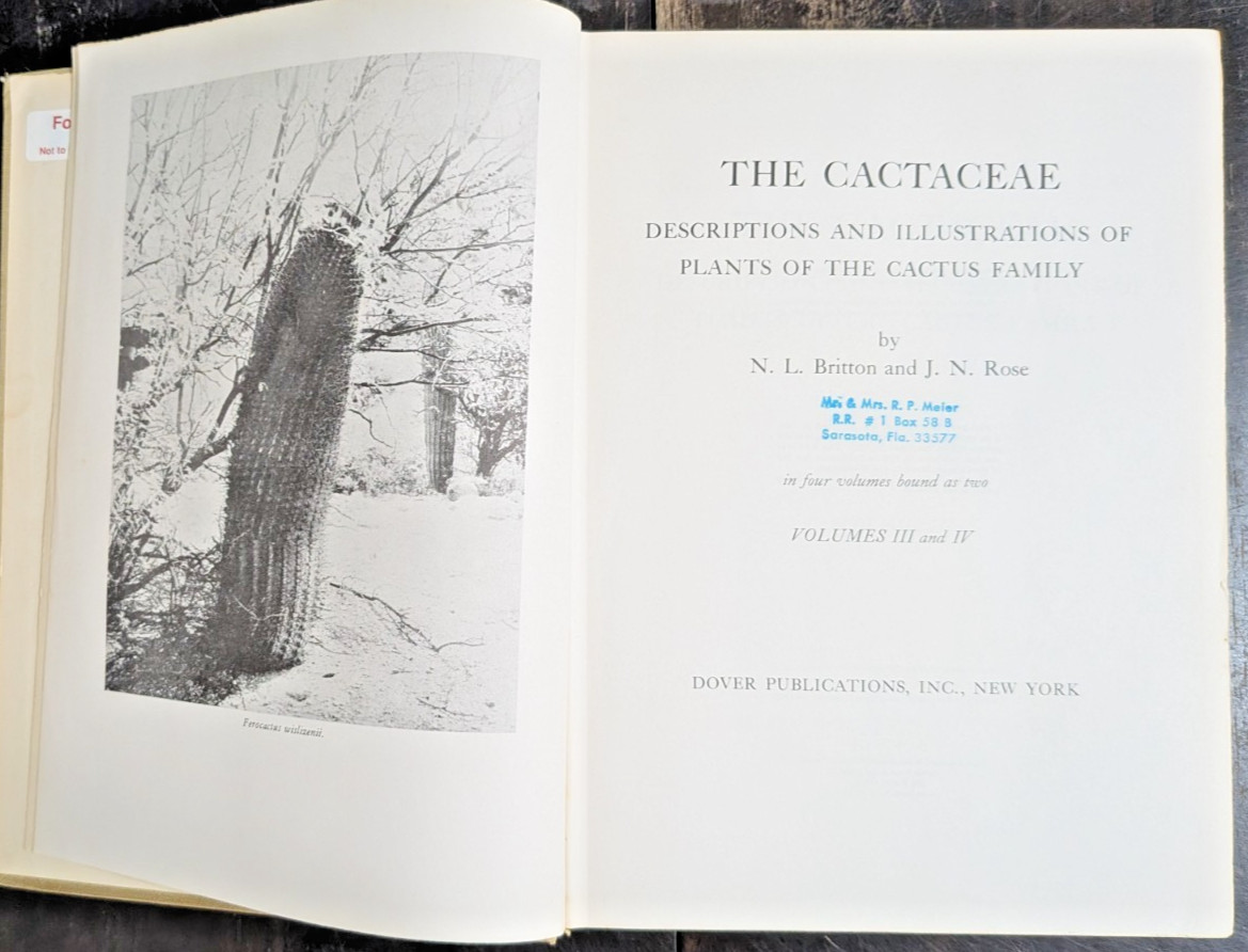 The Cactaceae by NL Britton & JN Rose HC 4 Volumes in 2 Books Set Lot Vintage