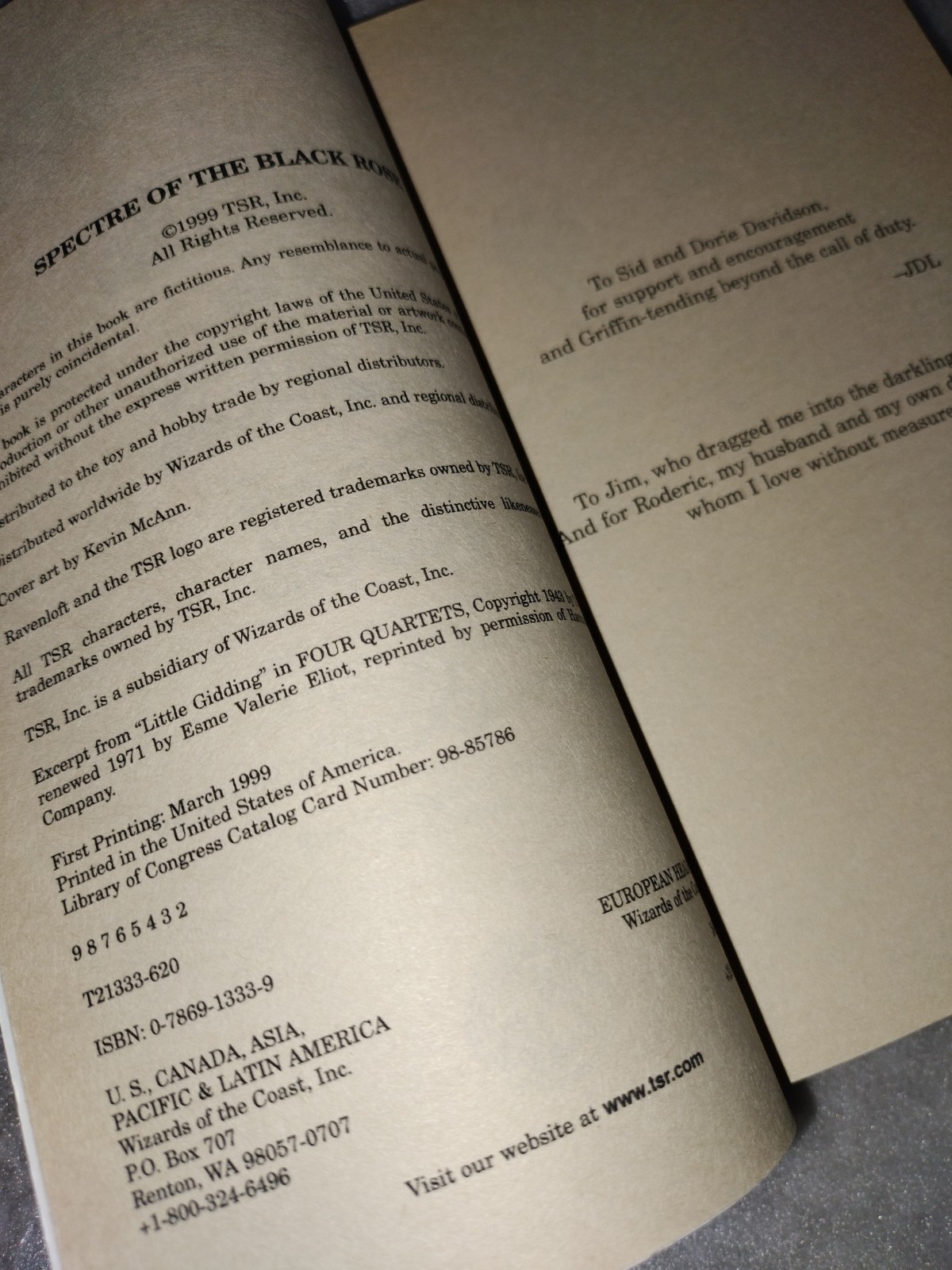 Spectre of the Black Rose by James Lowder, TSR Inc. Staff & Voronica W-Robinson