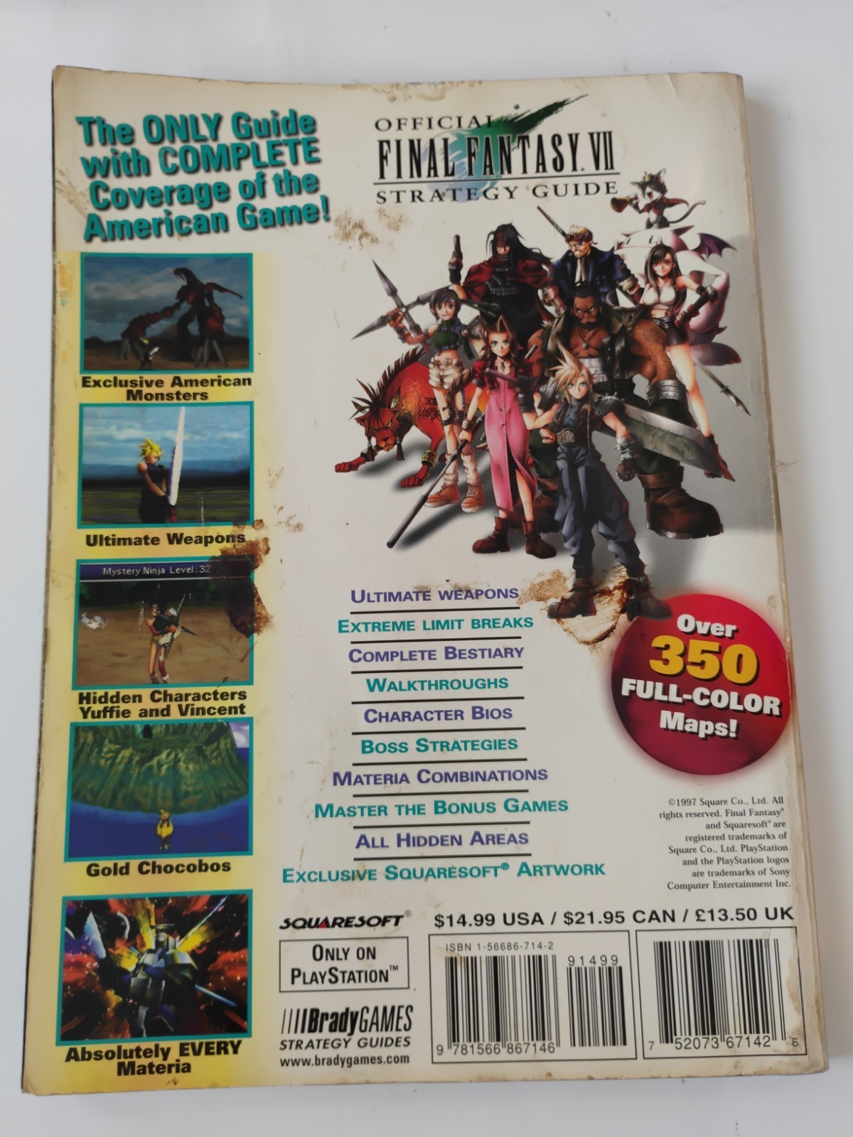 FINAL FANTASY VII BRADY GAMES STRATEGY GUIDE VERY RARE 1ST COVER! FF7