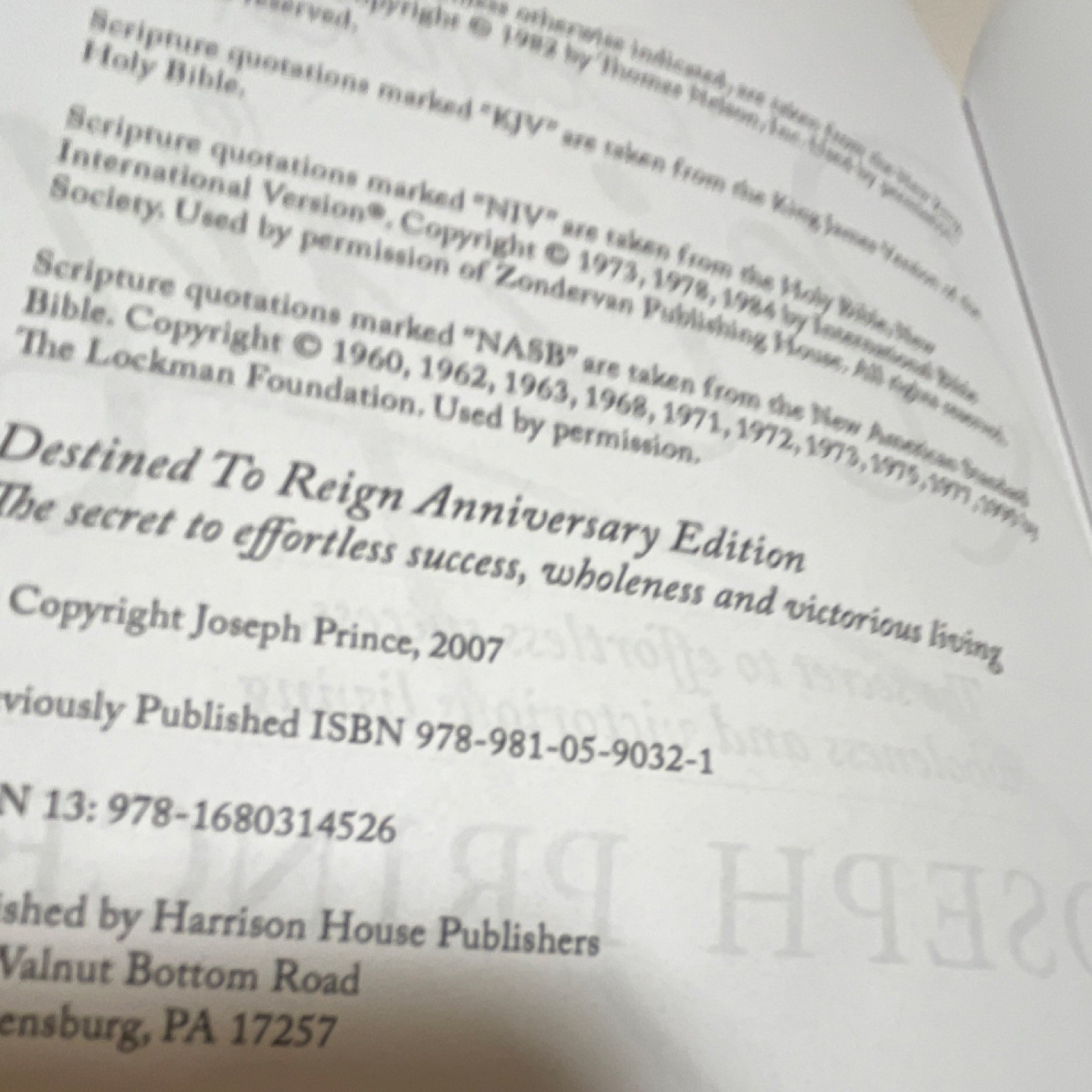 Joseph Prince Destined to Reign Anniversary Edition Paperback Inscribed