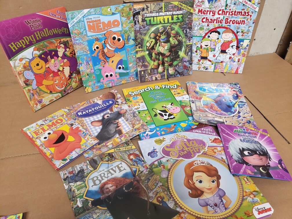 Lot of 10 Look & Find Walt Disney Waldo SpongeBob Pixar Popular Kid Books Random
