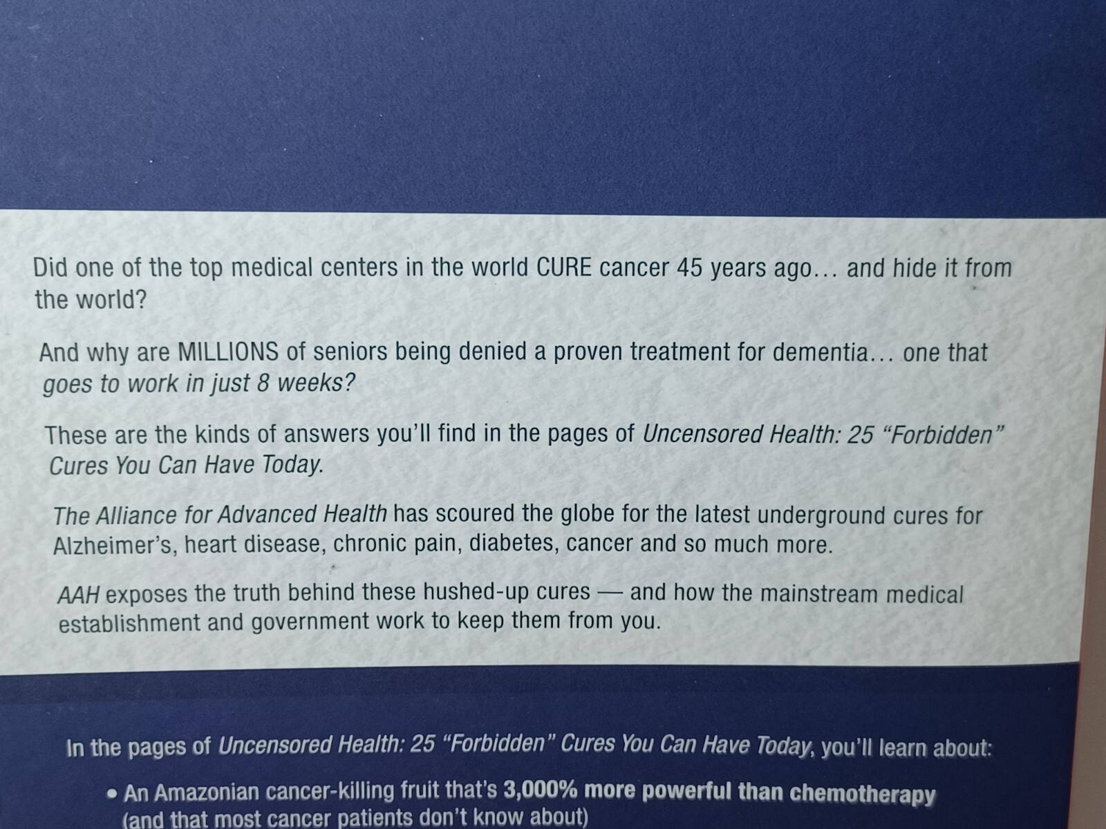 Uncensored Health 25 Forbidden Cures You Can Have Today Paperback homeopathy