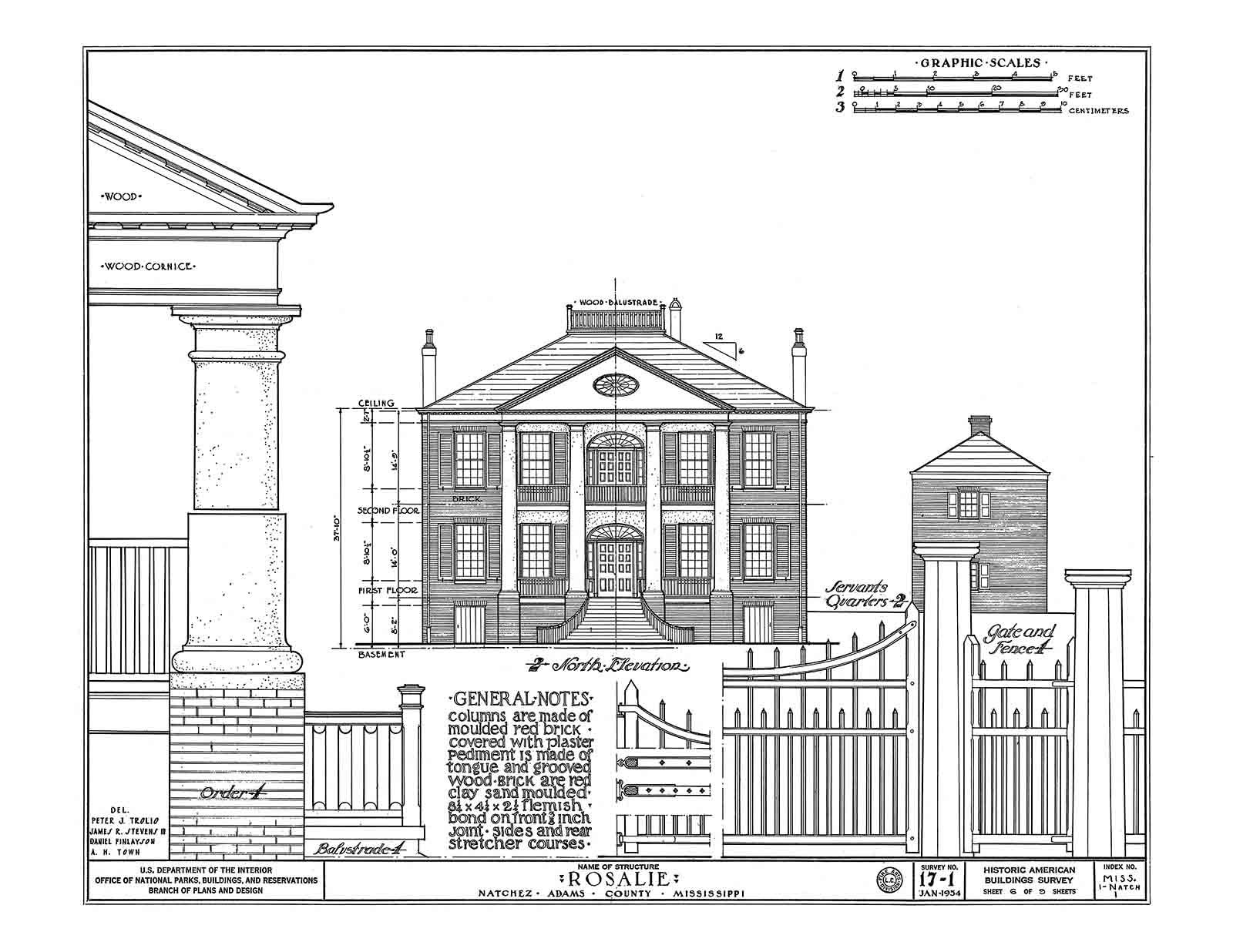 Historic House Plan Drawings of Natchez, Mississippi