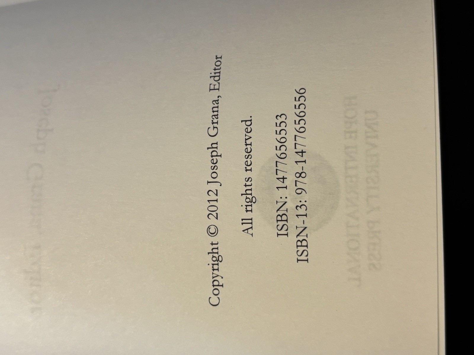 Essays of Hope Christian Theology Paperback Book Religious Joseph Grana Editor