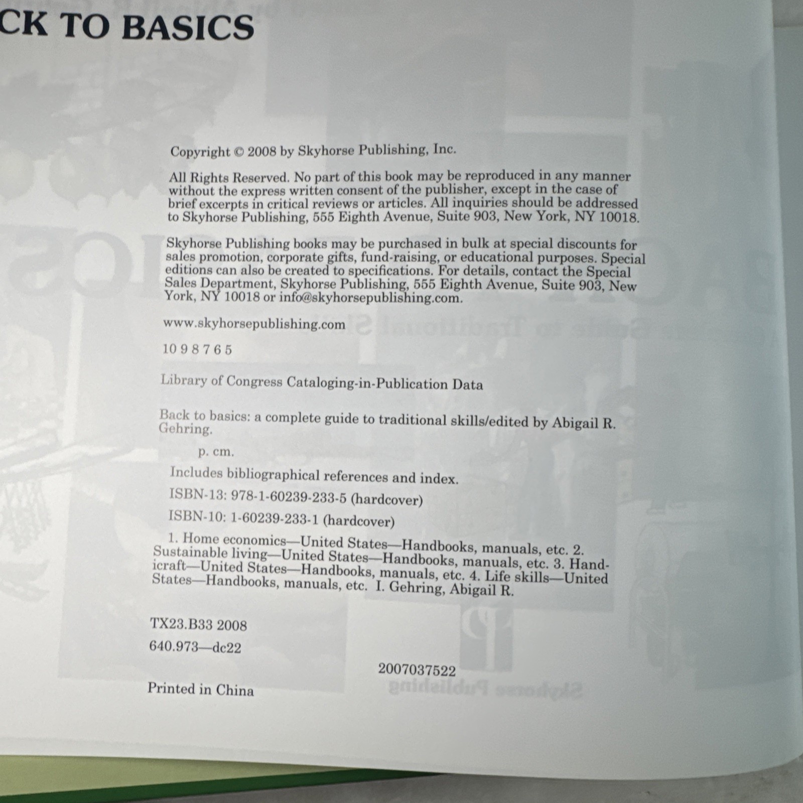 Back to Basics Complete Guide to Traditional Skills Hardcover Third Edition