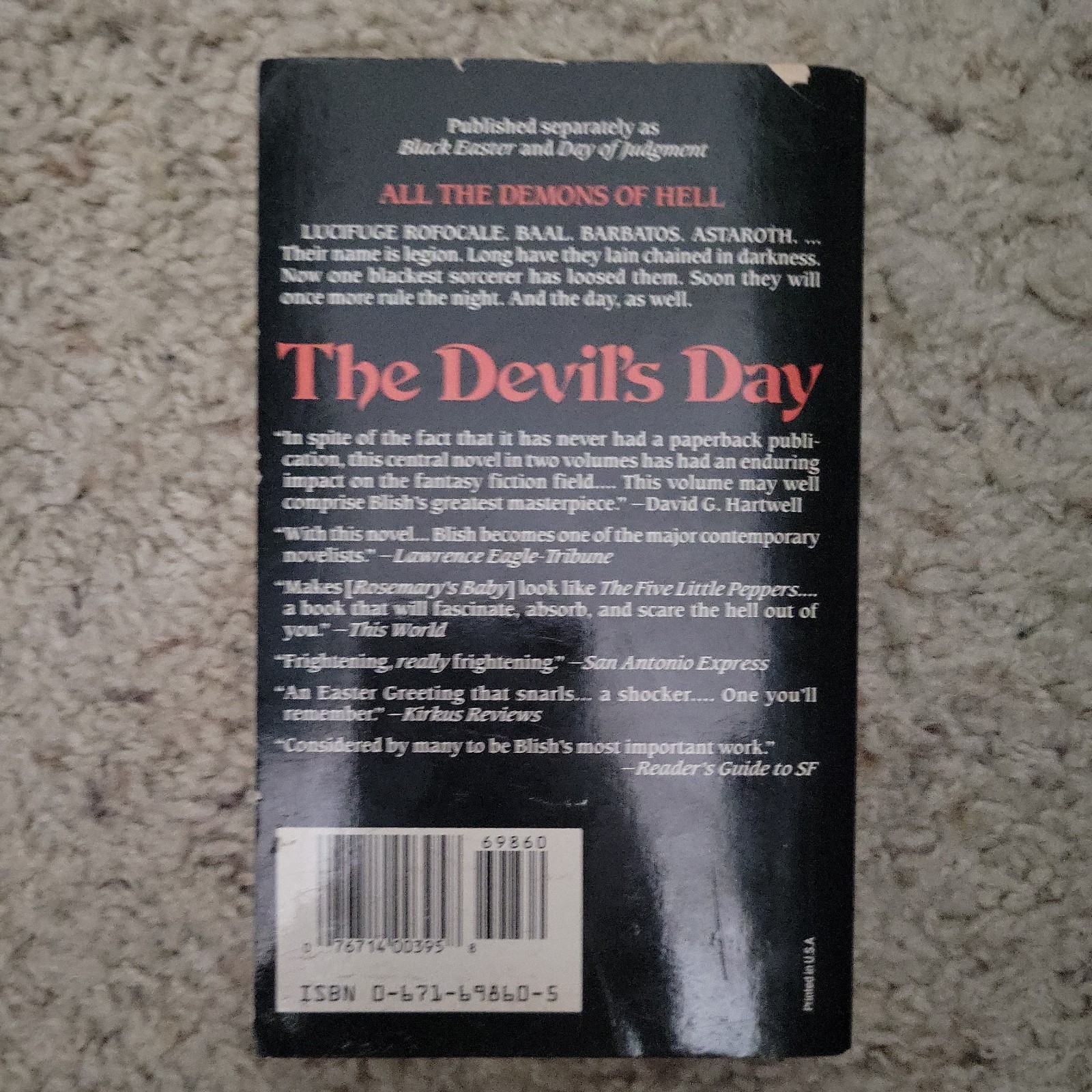 The Devil’s Day – James Blish – 1990 Baen PB -Black Easter & Day After Judgement