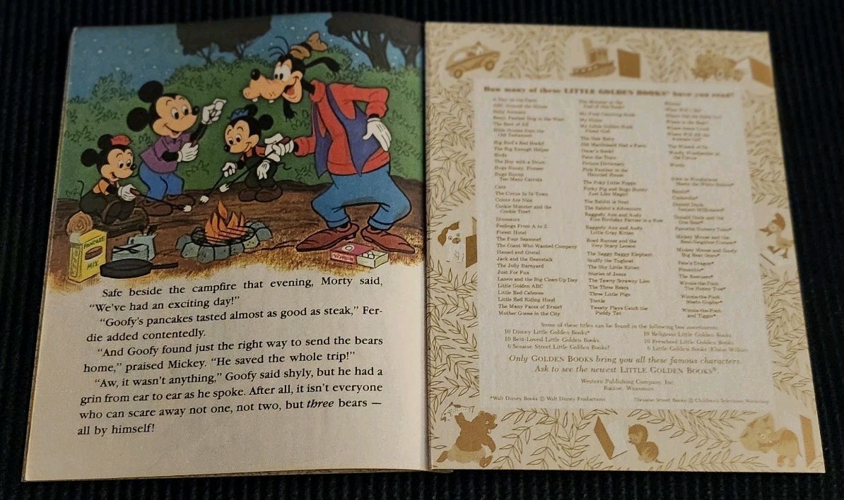 Walt Disney’s Mickey Mouse and Goofy: The Big Bear Scare Little Golden Book 1978