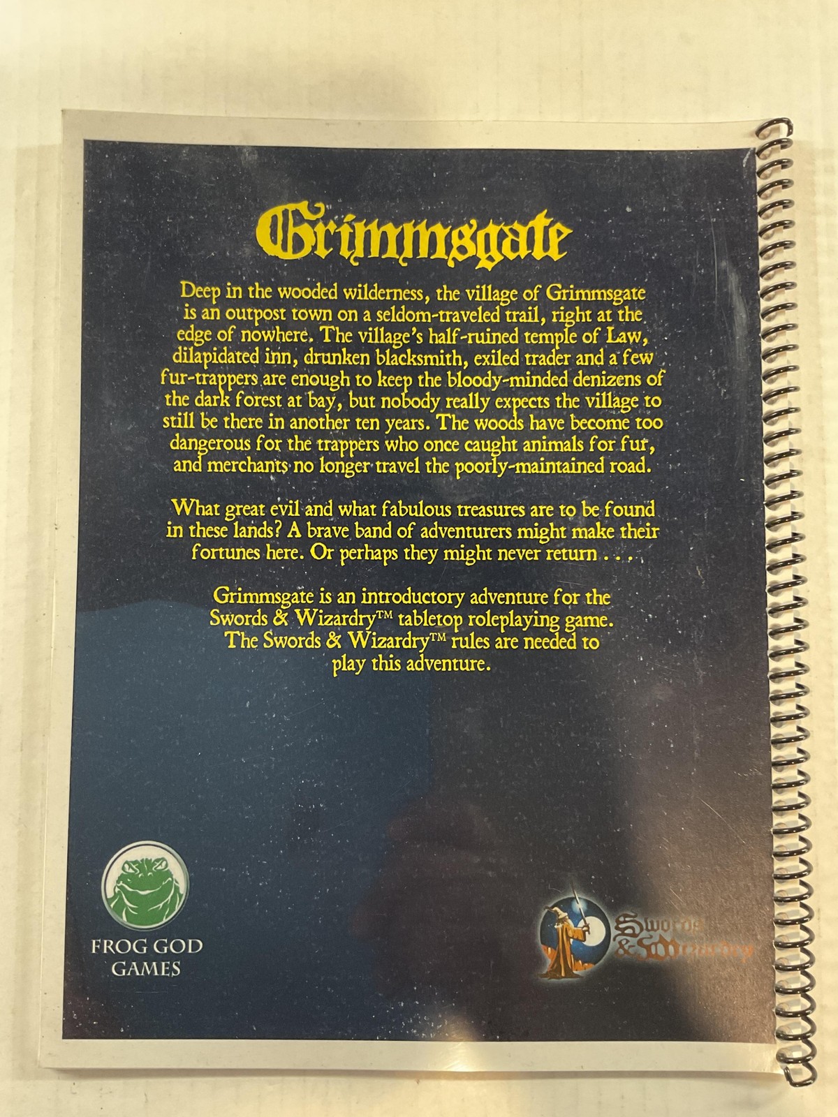 Swords & Wizardry Grimmsgate An Introductory Adventure Matt Finch Ring Wire Blue