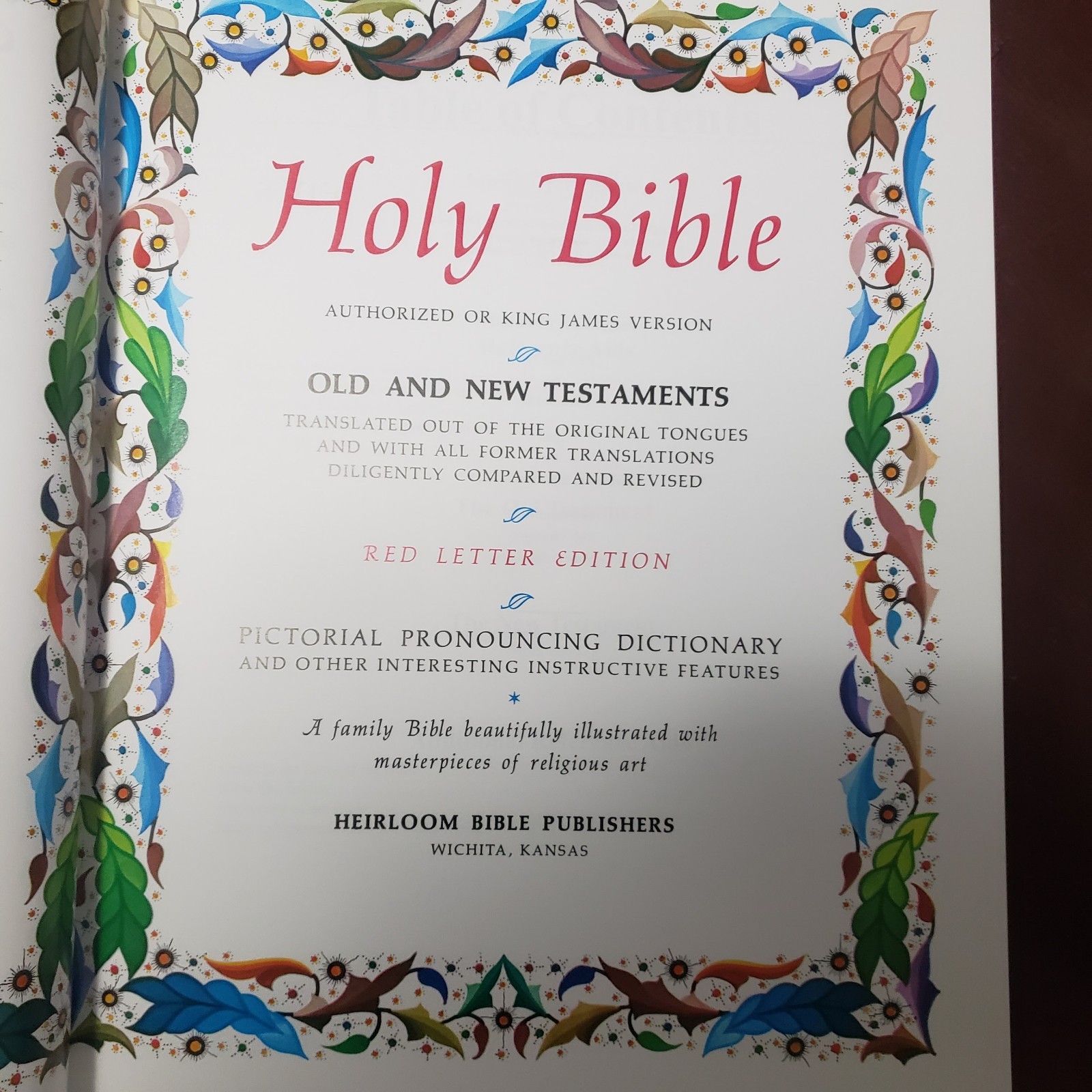Holy Bible The Heirloom Family Bible King James Version Red Letter 1988 Like New
