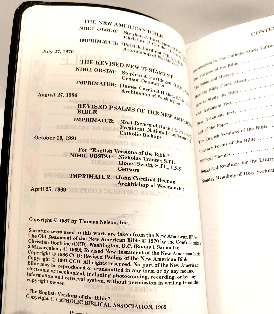 VTG Holy Bible New American Bible Catholic Bible Press 9053NBK Copyright 1987