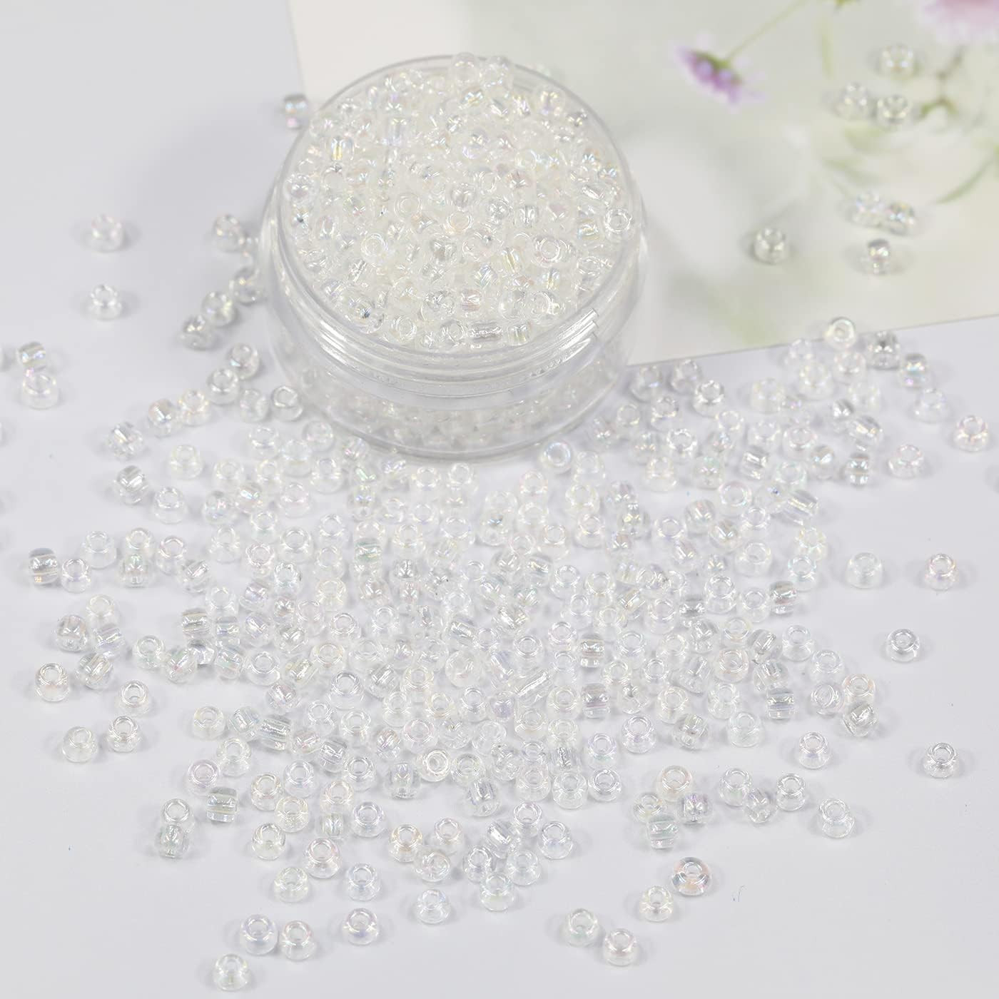 Raibow Clear 3mm Seed Beads About 3600pcs/100Grams in Bag, 8/0 Glass Craft Beads